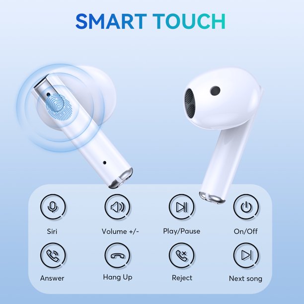 TAGRY Wireless Earbuds Bluetooth 5.0 Headphones IPX5 Waterproof TWS Deep Bass Stereo Noise Cancelling Headset in Ear 50H Playtime Mic USB-C Charging Case LED Battery Display for Sport