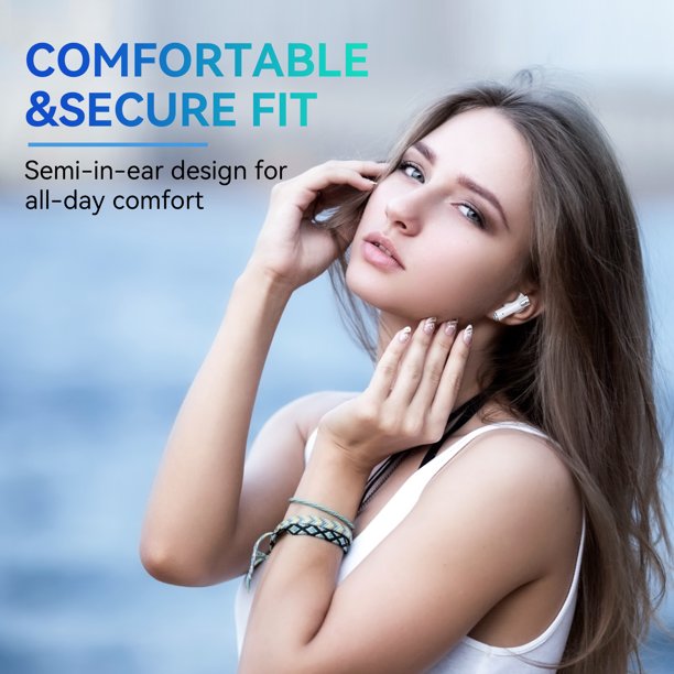 TAGRY Wireless Earbuds Bluetooth 5.0 Headphones IPX5 Waterproof TWS Deep Bass Stereo Noise Cancelling Headset in Ear 50H Playtime Mic USB-C Charging Case LED Battery Display for Sport