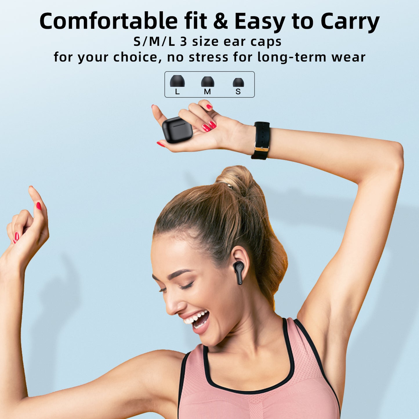 Bluetooth Headphones, True Wireless Earbuds with Wireless Charging Case, Waterproof Touch Control Stereo in-Ear Headset for iPhone 13 Pro Max XS XR Samsung Android