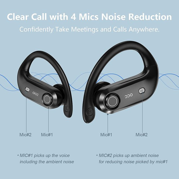 Bluetooth Headphones 4 Mic Noise Cancelling for Calls, Wireless Earbuds with 2200mAh Charging Case, Support Wireless Charging, Compatible with iPhone 13 Pro Max XS XR Samsung