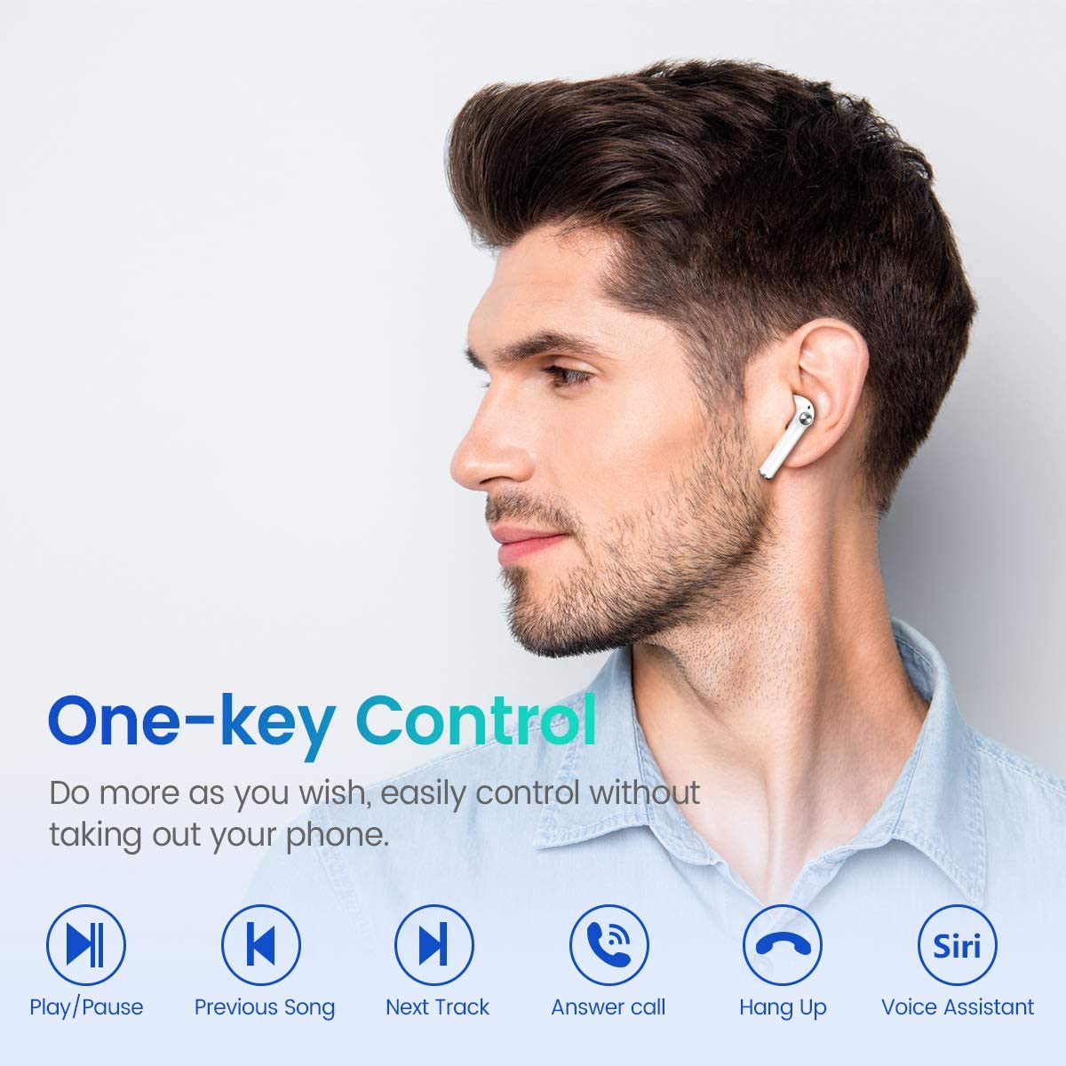 TAGRY True Wireless Earbuds, TWS Bluetooth Headphones Stereo Sound Earphones, 30H Playtime Wireless Charging Case & Power Display, Sweat Proof Dual Bluetooth 5.0 Headset with Built-in Mic for Sports