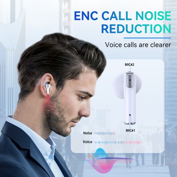 TAGRY Wireless Earbuds Bluetooth 5.0 Headphones IPX5 Waterproof TWS Deep Bass Stereo Noise Cancelling Headset in Ear 50H Playtime Mic USB-C Charging Case LED Battery Display for Sport
