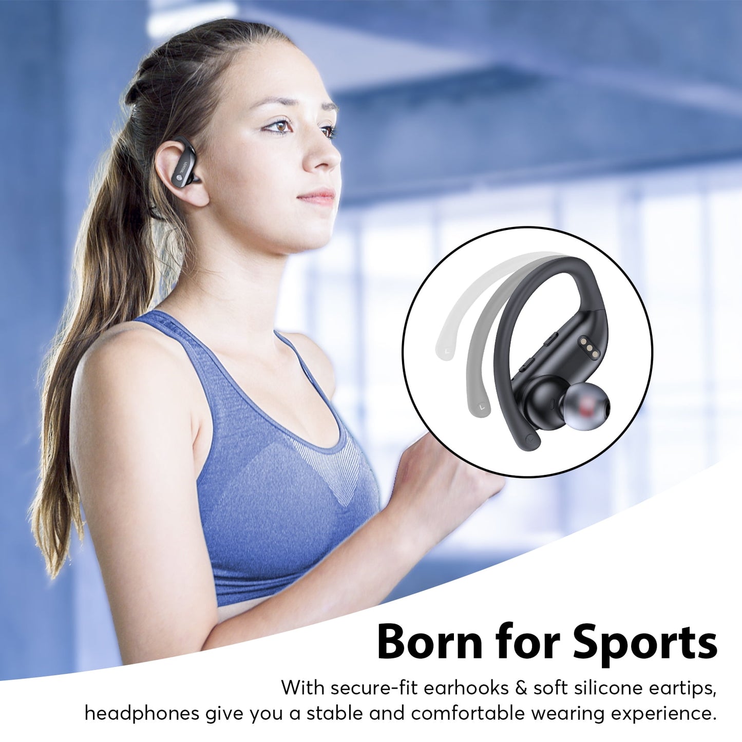 VEAT00L Wireless Earbuds Bluetooth Headphone Sport, Bluetooth 5.4 Earbud, 72Hrs Earphone with Earhook, Mic