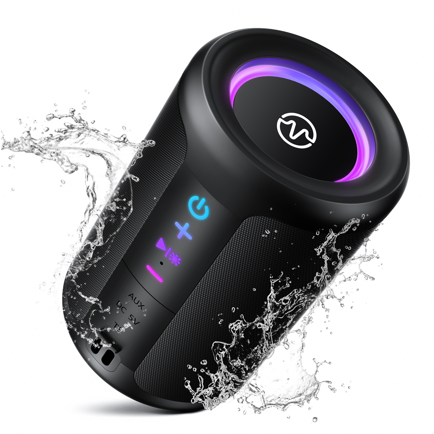 VEAT00L S16 Bluetooth speaker, Wireless Portable Bluetooth Speaker with IPX7 Waterproof, Up to 24H Playtime,20W Powerful Bass,BT 5.4,LED Lights,TWS Pairing for Home/Party/Outdoor/Beach,Birthday Gift