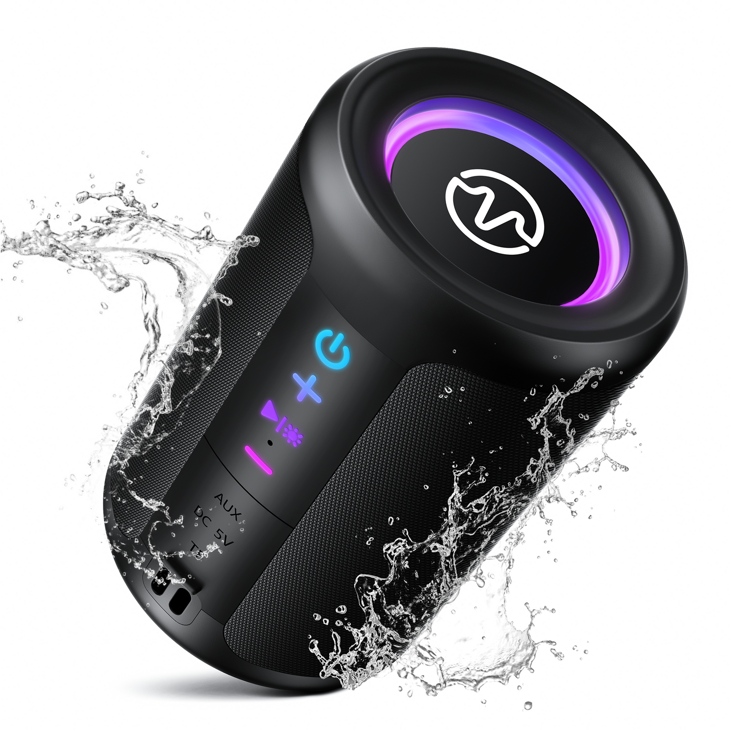 VEATOOL Portable Bluetooth Speaker, IPX5 Waterproof, Stereo Sound, 12H Playtime, Bluetooth 5.3, RGB Lights, Outdoor Speaker