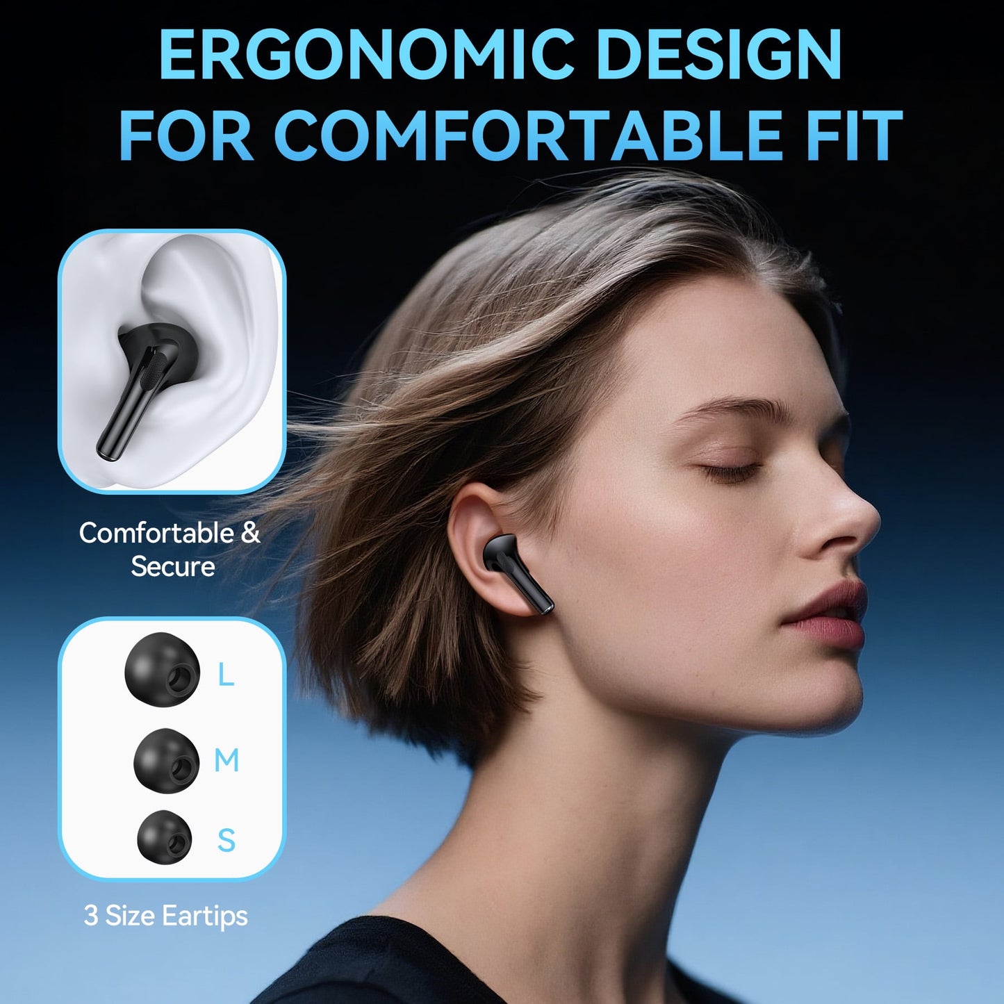 VEAT00L Wireless Earbuds Bluetooth Headphones, Ear Buds with Touch Screen, ANC ENC Noise Cancelling Transparency Mode, 58H Stereo Deep Bass, IPX7 Waterproof, Clear Calls, 7 EQ for iOS Android