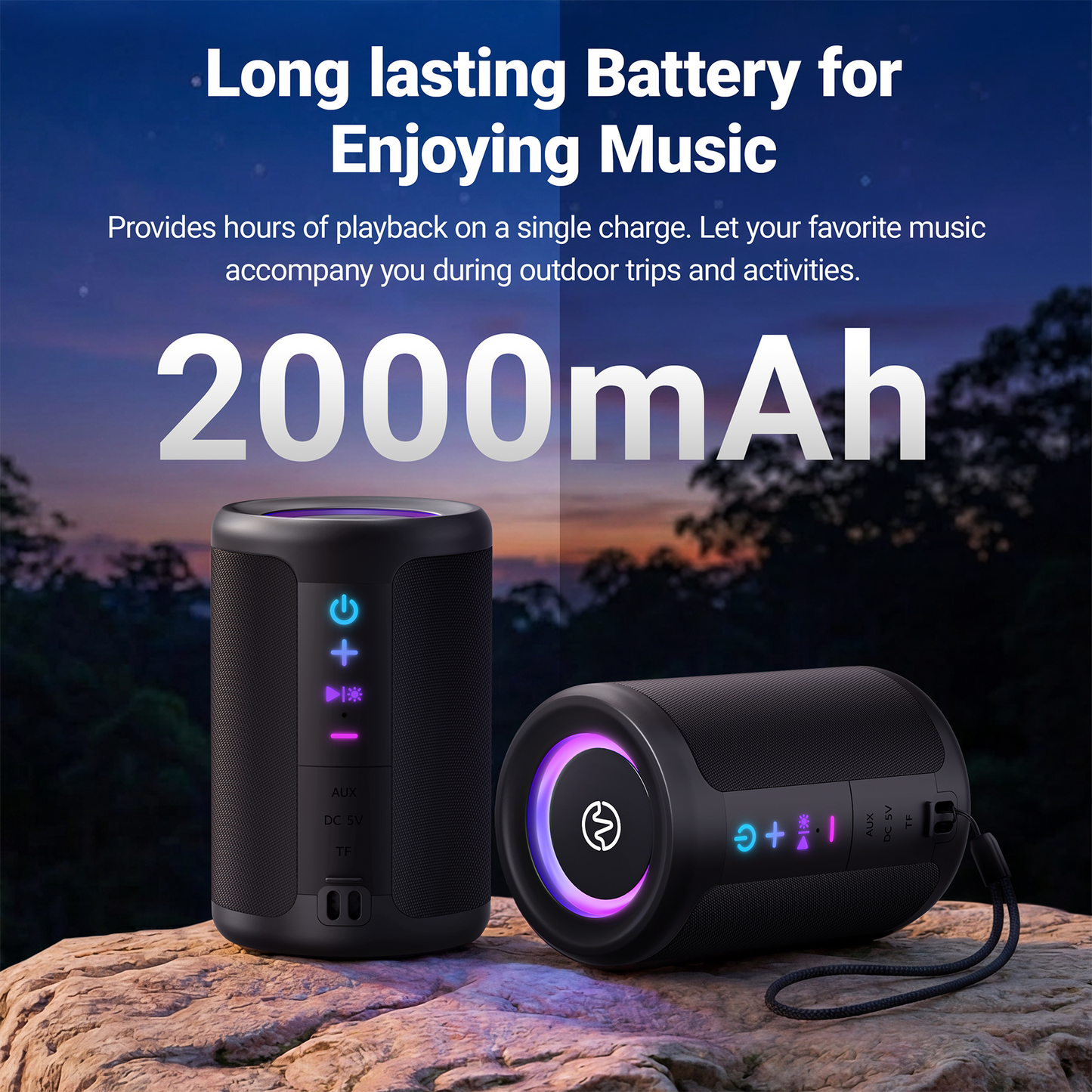 VEAT00L S16 Bluetooth speaker, Wireless Portable Bluetooth Speaker with IPX7 Waterproof, Up to 24H Playtime,20W Powerful Bass,BT 5.4,LED Lights,TWS Pairing for Home/Party/Outdoor/Beach,Birthday Gift