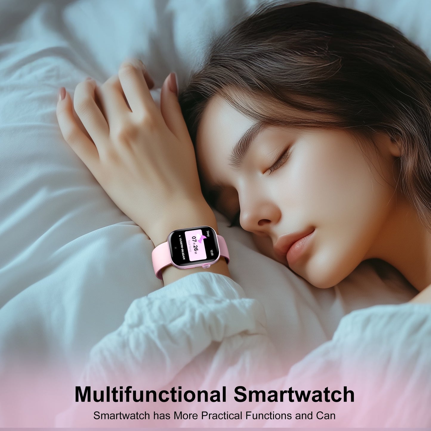 Smart Watch for Men Women, 2.01" HD Touchsreen, Bluetooth Calling, IP68 Water-Resistance, 180+ Sports Modes, Health, Fitness & Sleep Tracker, Timer, Fitness Watch for Android/iOS, Pink