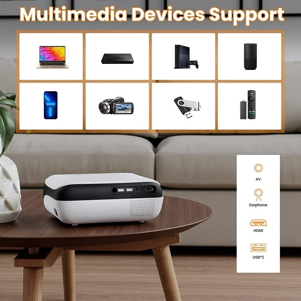 KDMLR Projector, Native 1080P Bluetooth Projector with 100''Screen, 9500L Portable Outdoor Movie Projector Compatible with Smartphone, HDMI,USB,AV,Fire Stick, PS5