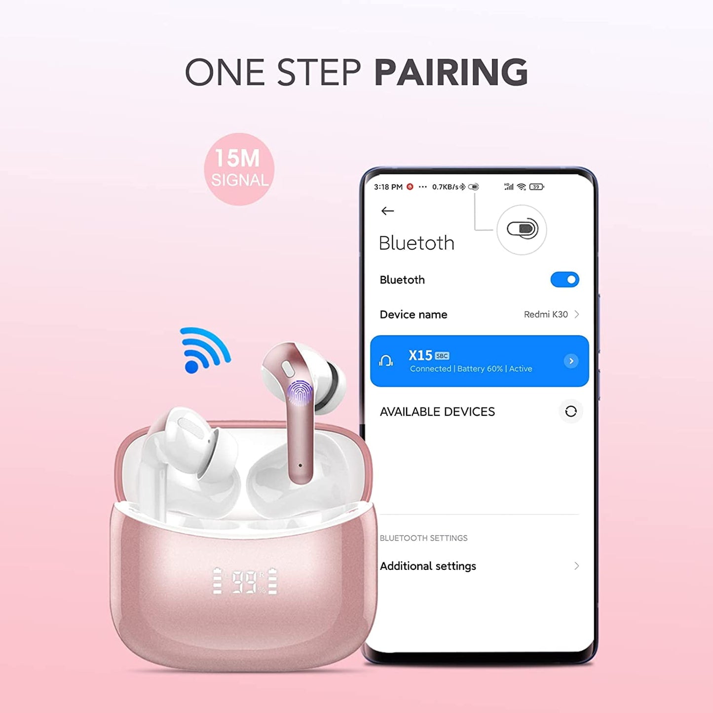 VEAT00L V6 Bluetooth Headphones Wireless Earbuds 88Hrs Playback Sport Ear Buds with Earhook Digital Display Charging Case IPX7 Waterproof Earbud Deep Bass Running Earphones for iOS Android Cellphone