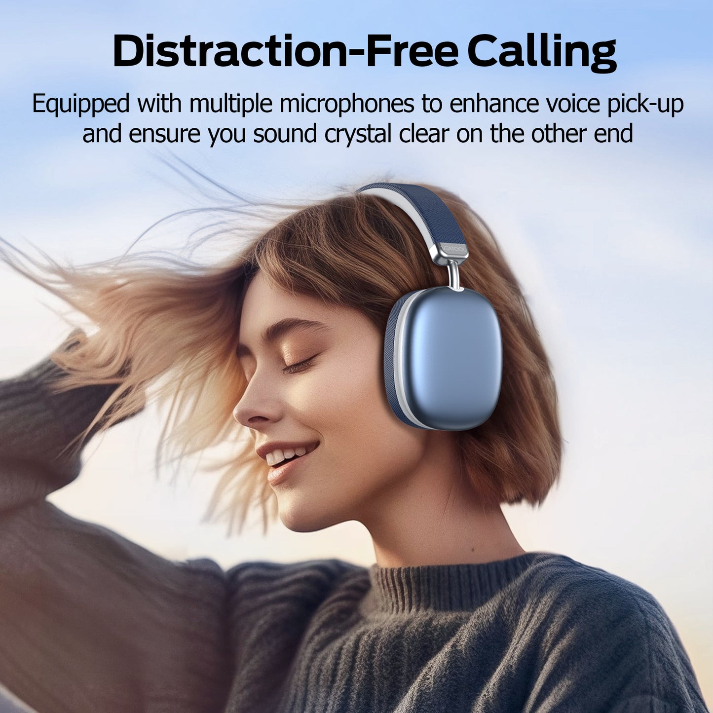 Bluetooth Headphones Over Ear, 65Hrs Playtime Wireless Headphones,Bass Boosted by 90%,Lightweight Headset with Deep Bass, Clear Call with 4 Noise Cancelling Mics,Low Latency for Travel Work Cellphone