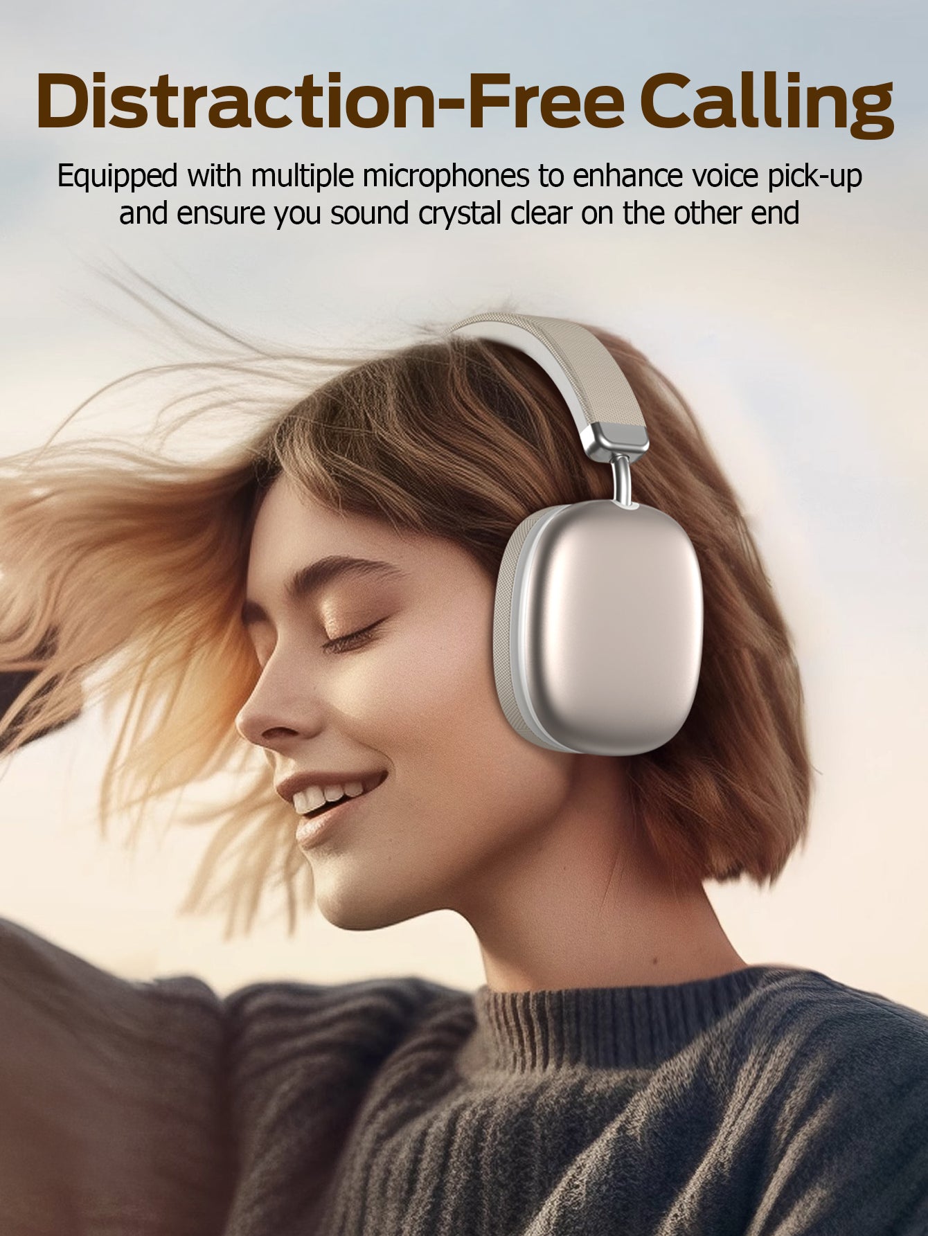 SY-BT1632 High-Fidelity Over-Ear Bluetooth Headphones | Powerful 40mm Bass | Bluetooth 5.3 Dual-Mode Connectivity | 40-Hour Battery Life | Comfortable Fit(Starlight)