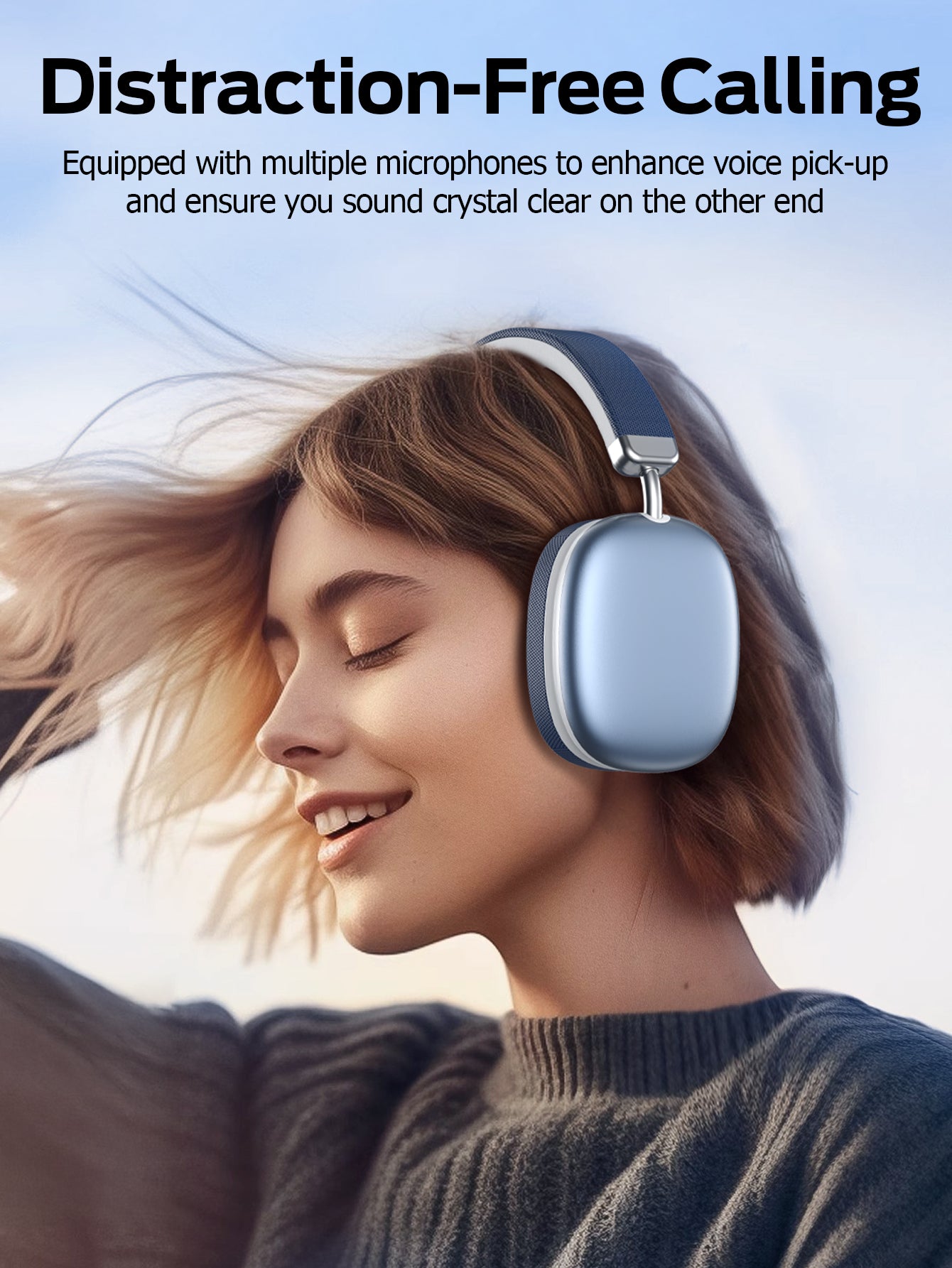 SY-BT1632 High-Fidelity Over-Ear Bluetooth Headphones | Powerful 40mm Bass | Bluetooth 5.3 Dual-Mode Connectivity | 40-Hour Battery Life | Comfortable Fit(Blue)