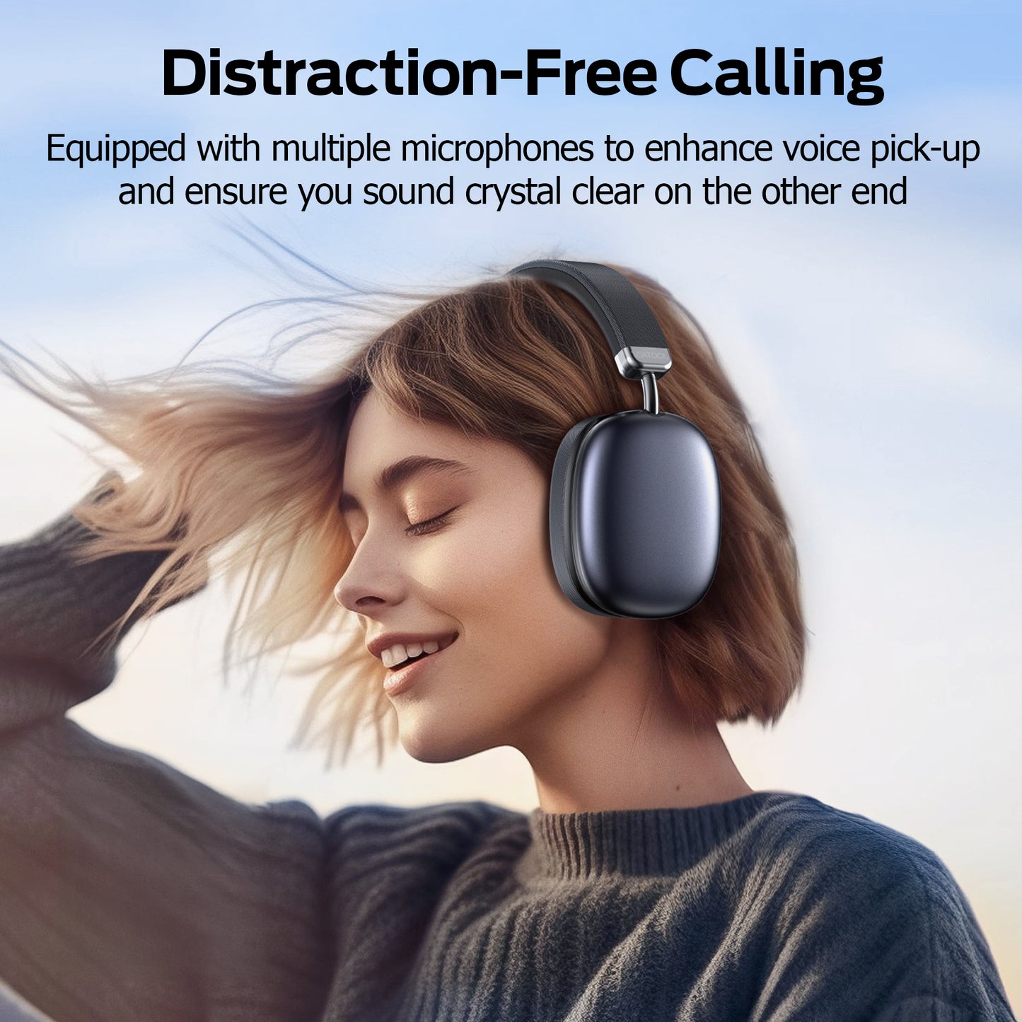 Wireless Bluetooth Headphones 5.1,40 Hrs Playtime Wireless Over-Ear Headphones,4 Mics ENC Noise Cancelling for Clear Calls, Lightweight Headset with Deep Bass Comfort fit for Travel Work