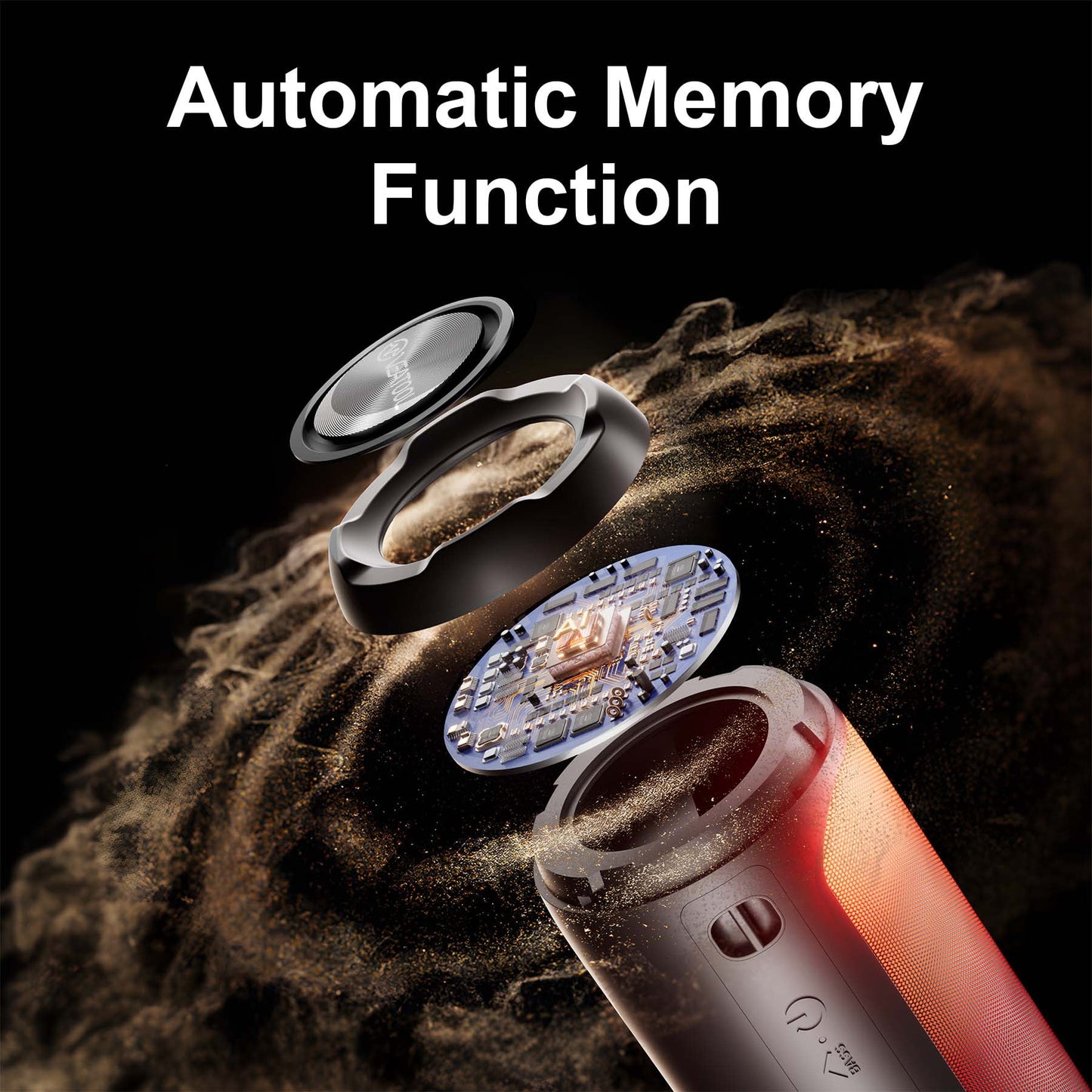 VEAT00L Portable Bluetooth Speaker,Floating Dustproof Speaker,25W Stereo Sound Wireless Speaker with Cool Dynamic LED Lights, IPX6 Waterproof Bluetooth Speakers, BT5.3, TWS Surround Pairing