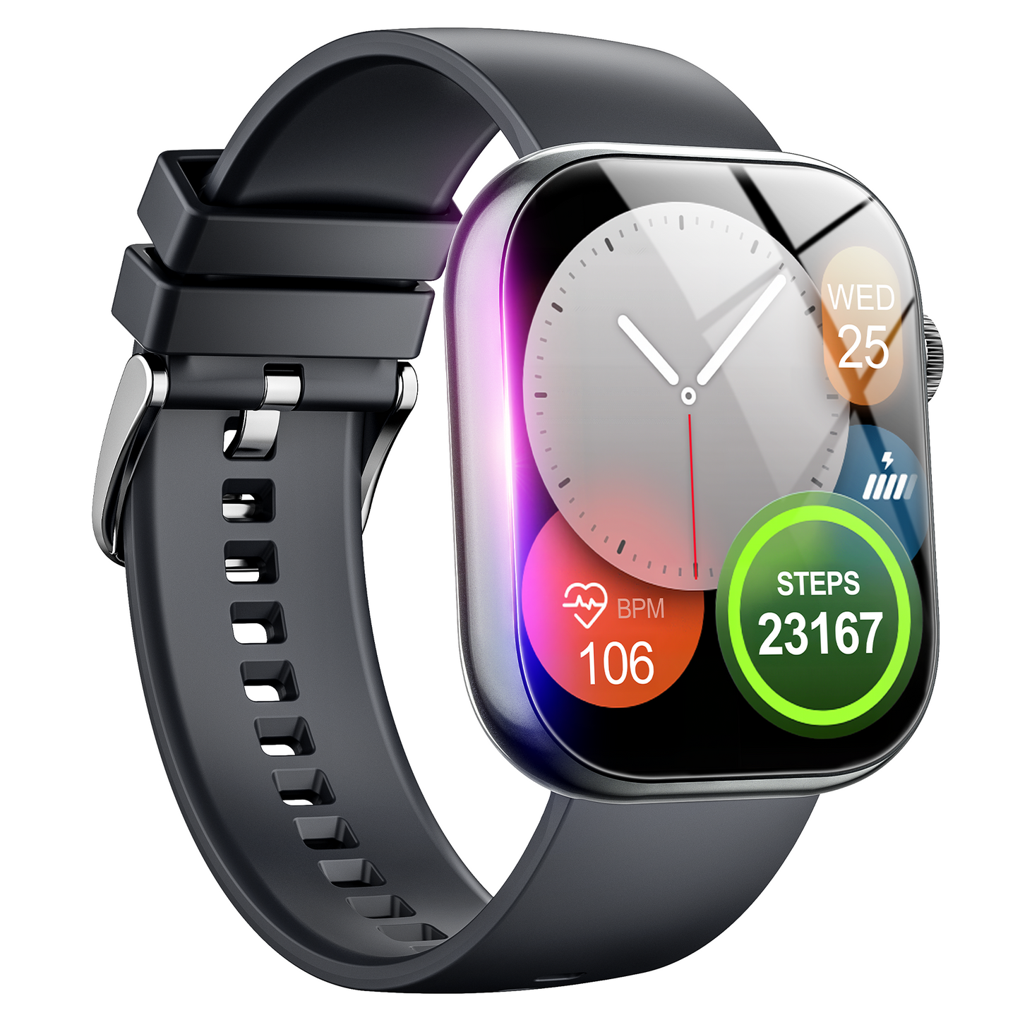 Smart Watch Fitness Tracker, 2.01" HD, Bluetooth Call, IP68 Waterproof, 170+ Sports Modes, Health & Sleep Monitor, for Android iOS, Black