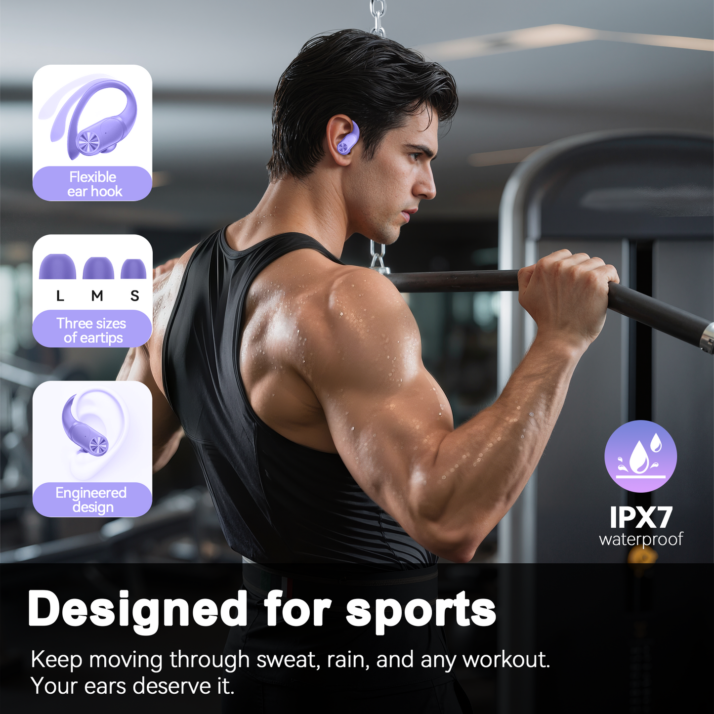 VEATOOL Clip on Earbuds,Open Ear Headphones Wireless Bluetooth 5.4 Sports Earphones with ENC Clear Call,50H Playtime, IPX7 Water Resistant,Comfortable for Small Ears & Glasses Wearers,Workouts