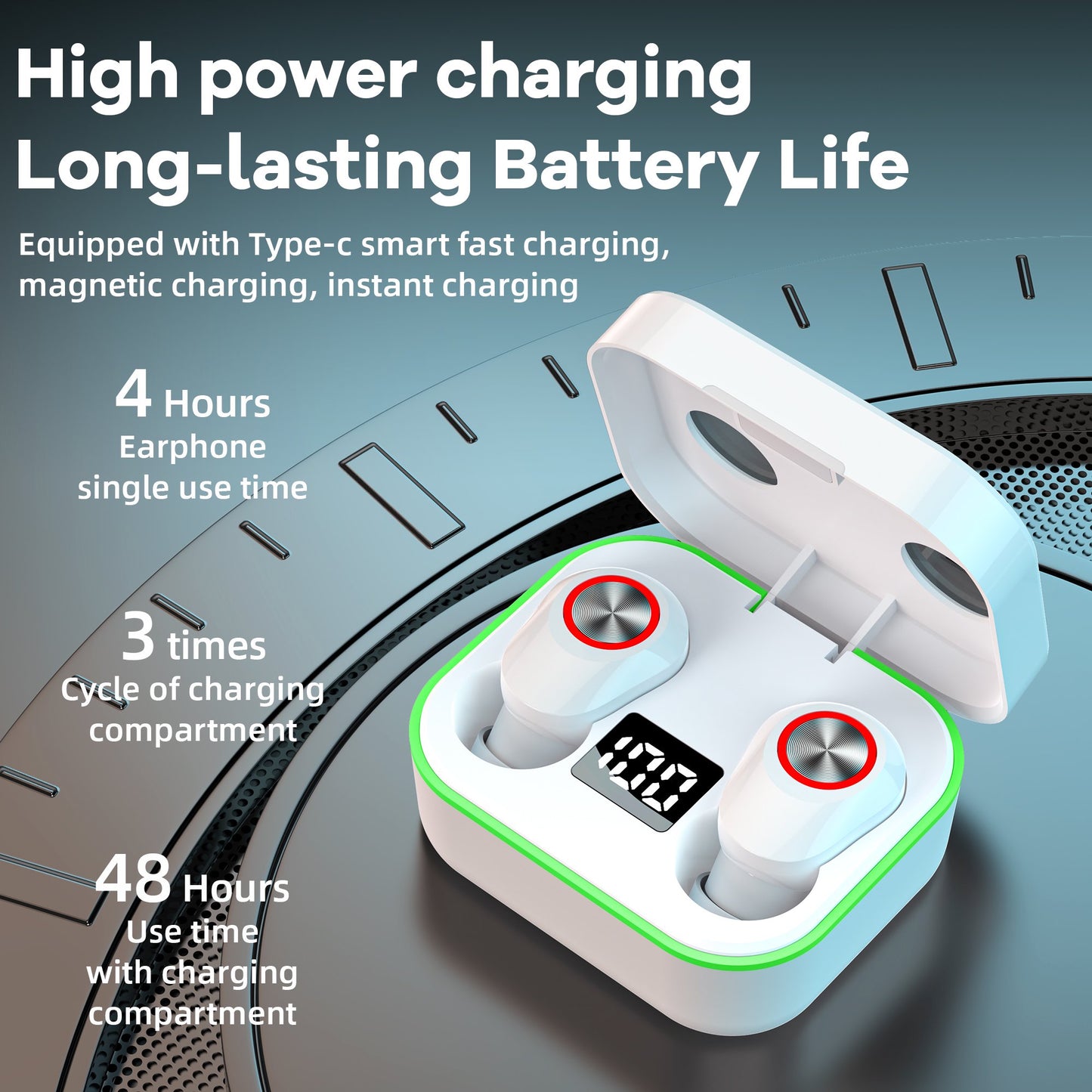 VEAT00L True Wireless Headphones, Update 5.1 Auto Pairing Touch Control HiFi Stereo Sound in-Ear Earphones Binaural Call Headset with Built-in Mic and Charging Case for Sports Running