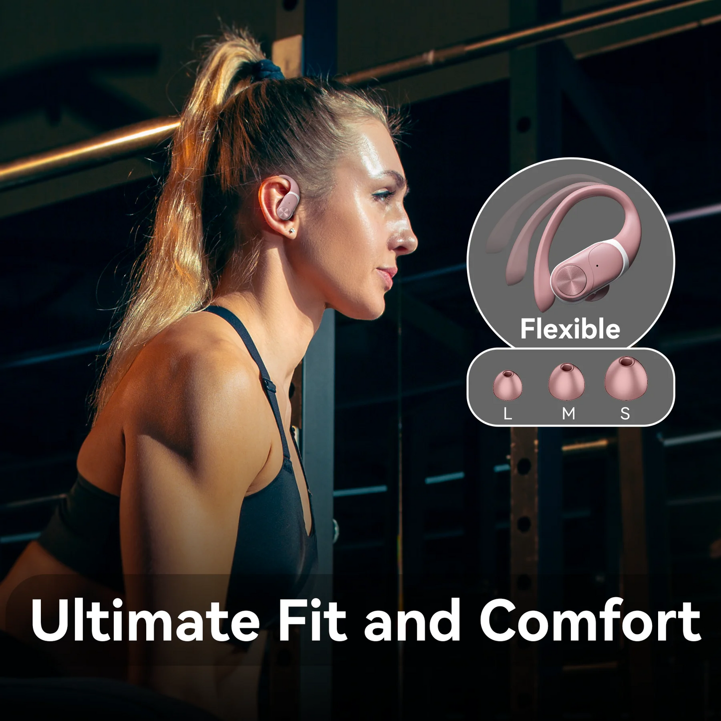 VEAT00L V6 Bluetooth Headphones Wireless Earbuds 88Hrs Playback Sport Ear Buds with Earhook Digital Display Charging Case IPX7 Waterproof Earbud Deep Bass Running Earphones for iOS Android Cellphone
