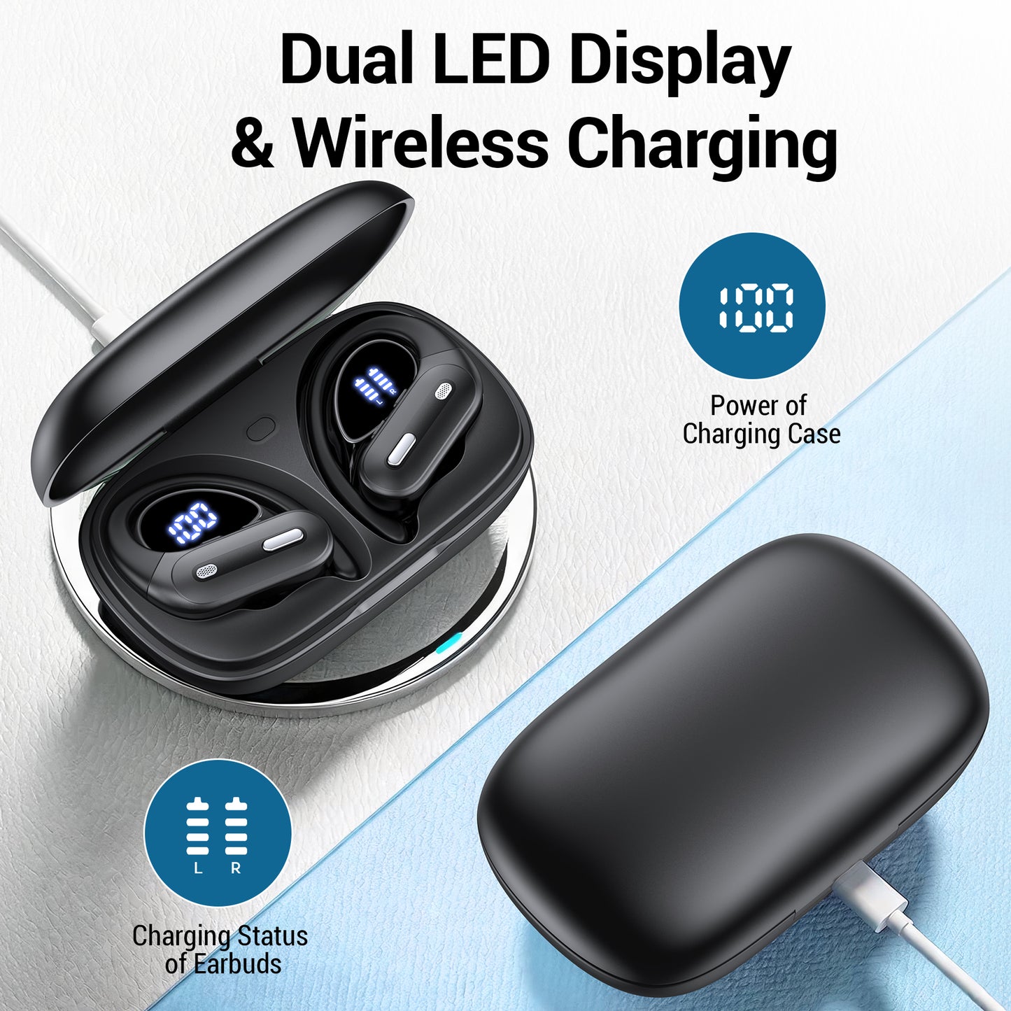 VEAT00L Wireless Earbuds Bluetooth Headphone Sport, Bluetooth 5.4 Earbud, 72Hrs Earphone with Earhook, Noise Cancelling Mic, IP7 Waterproof Headset for Workout/Running