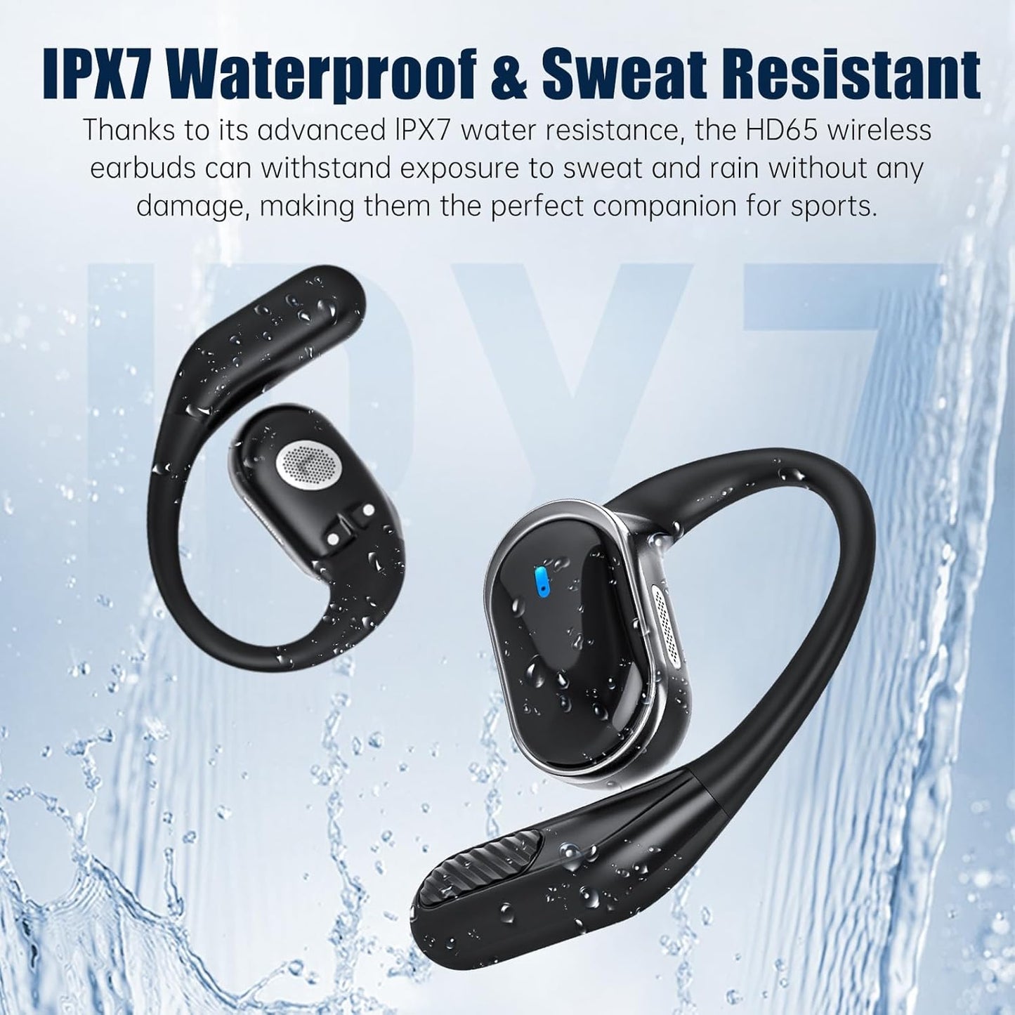 VEATOOL T6 Open Ear Headphones,Bluetooth 5.4 Wireless Earbuds,60H Playtime Stereo Sound Earphones,Air Conduction IPX7 Waterproof Open Ear Earbud with Ear Hooks, Sport Headset for Cycling Workouts