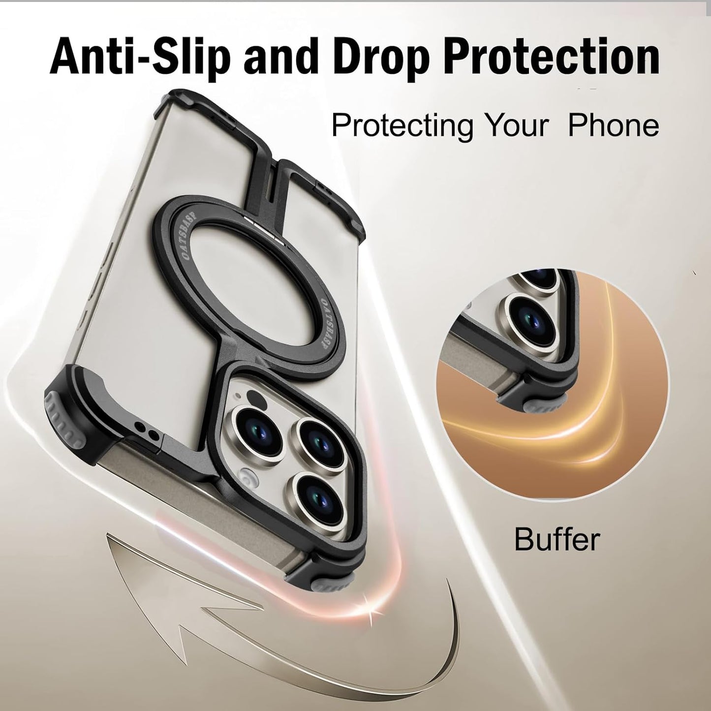 VEAT00L Frameless Magnetic Case for iPhone 16 Pro Max,Metal Kickstand 360° Rotatable Stand for MagSafe,Aluminum Minimalist Slim Bumper Shockproof Protective Cover for 16 Pro Max with Ring Holder