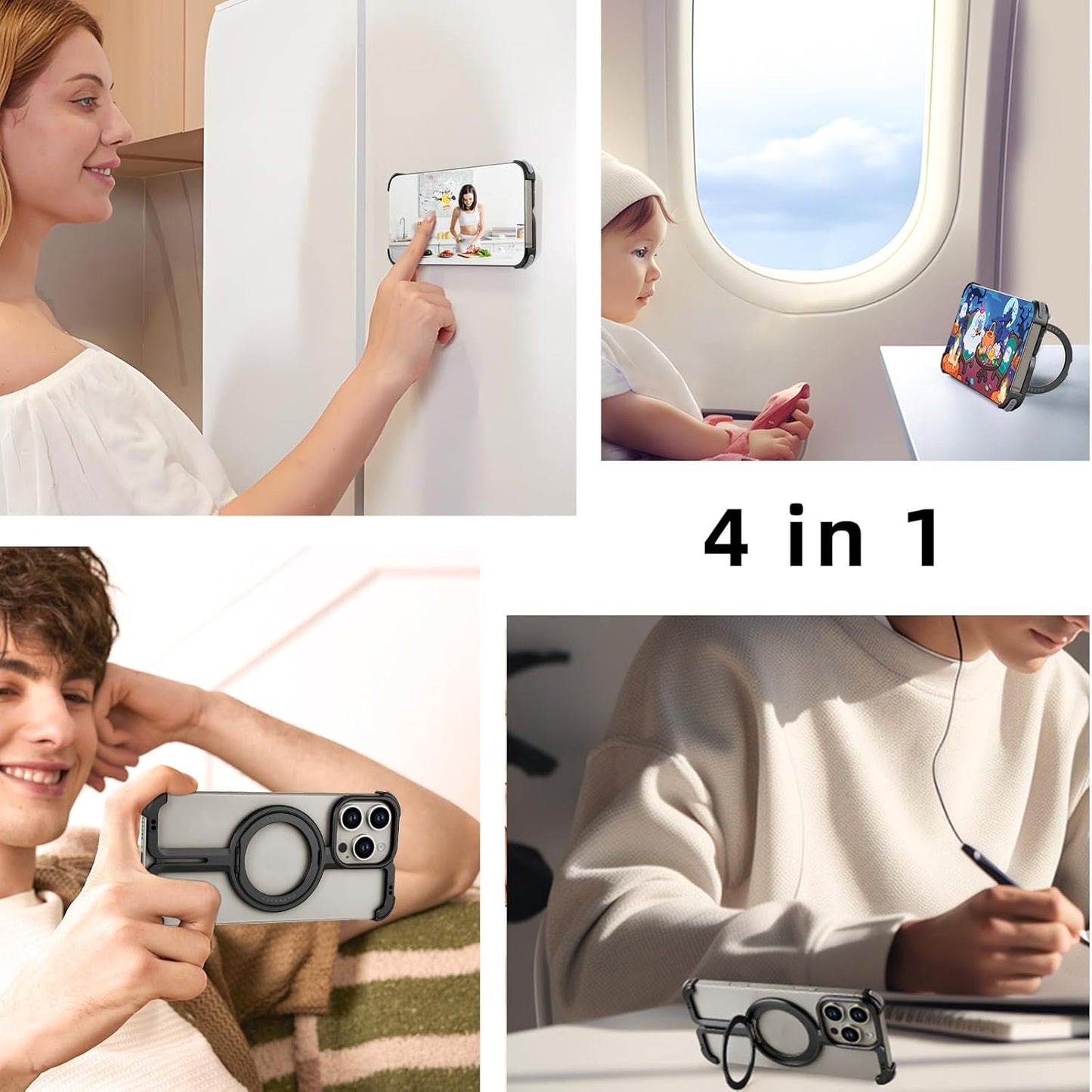 VEAT00L Frameless Magnetic Case for iPhone 16 Pro Max,Metal Kickstand 360° Rotatable Stand for MagSafe,Aluminum Minimalist Slim Bumper Shockproof Protective Cover for 16 Pro Max with Ring Holder