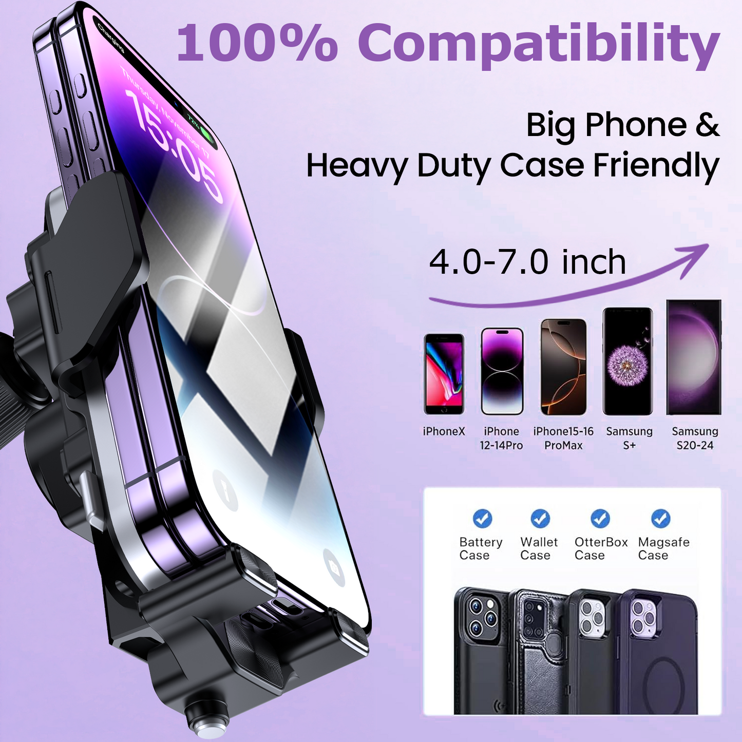 Wireless Car Charger,VEATOOL 15W Fast Charging Phone Mount for Car Vent,Auto Clamping,Car Phone Holder with Enlarged Charging Coil for iPhone 16 15 14Pro Max Xs,Samsung Galaxy S&Note Series Google LG