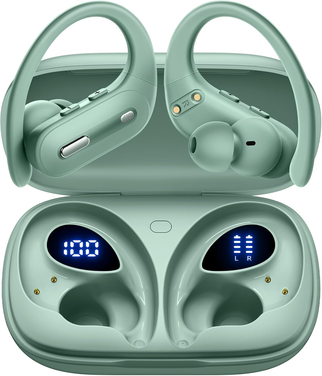 Active Noise Cancelling Wireless Earbuds Bluetooth Headphones 90 Hrs Playtime Ear Buds with Power Display Over-Ear Earphones with Earhooks IPX7