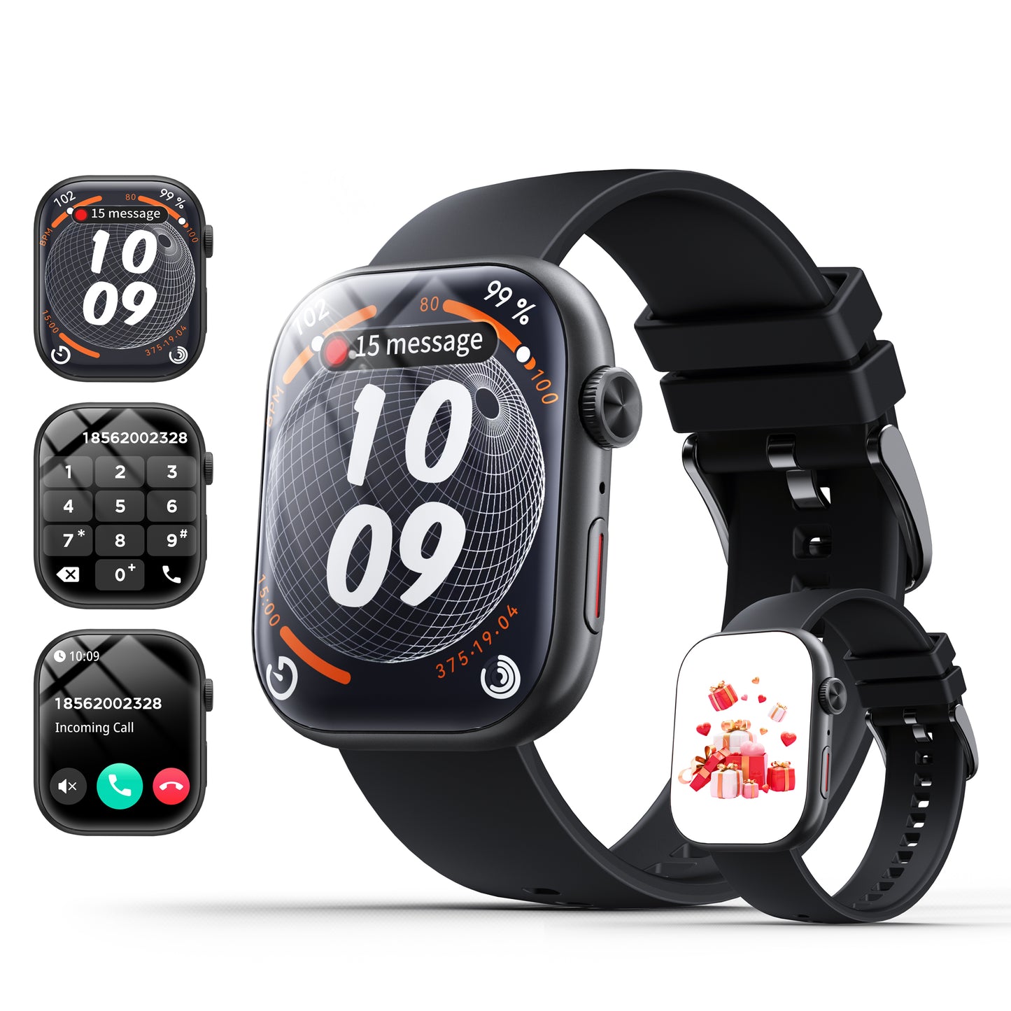 Smart Watch for Men Women, Fitness Tracker 2.01" HD, Bluetooth Call, IP68 Waterproof, 180+ Sports Modes, Health & Sleep, Android iOS
