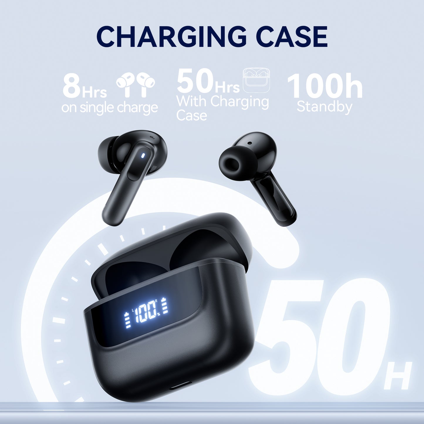 VEAT00L P91 Wireless Earbuds, Bluetooth Headphones V5.4 Stereo Ear buds with Noise Cancelling Mics, 60H Playback Mini Case with Dual LED Display, IP7 Waterproof in-Ear Earphones for Android iOS