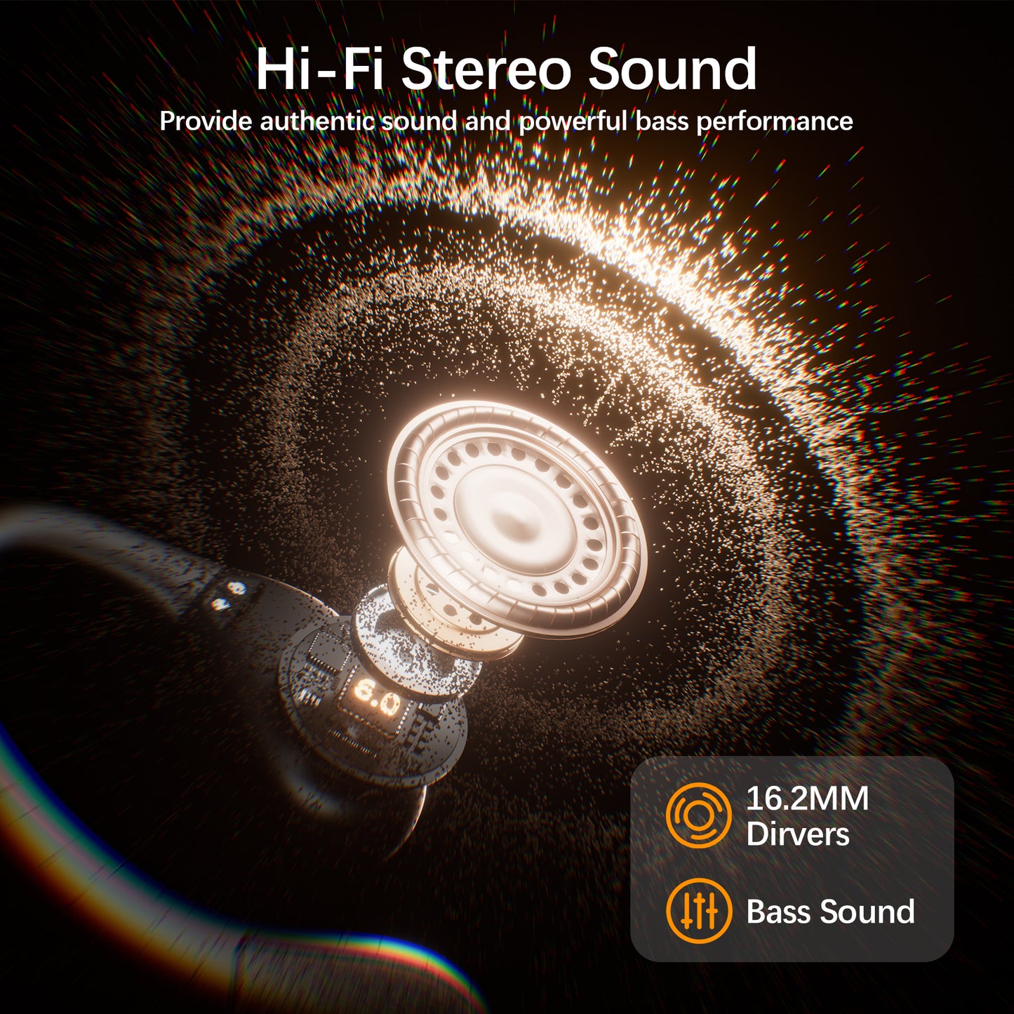 VEATOOL Wireless Earbuds Bluetooth 5.3 Headphones with 80H Playback, IPX7 Waterproof Over Ear Buds with LED Power Display for Sports Running Workouts