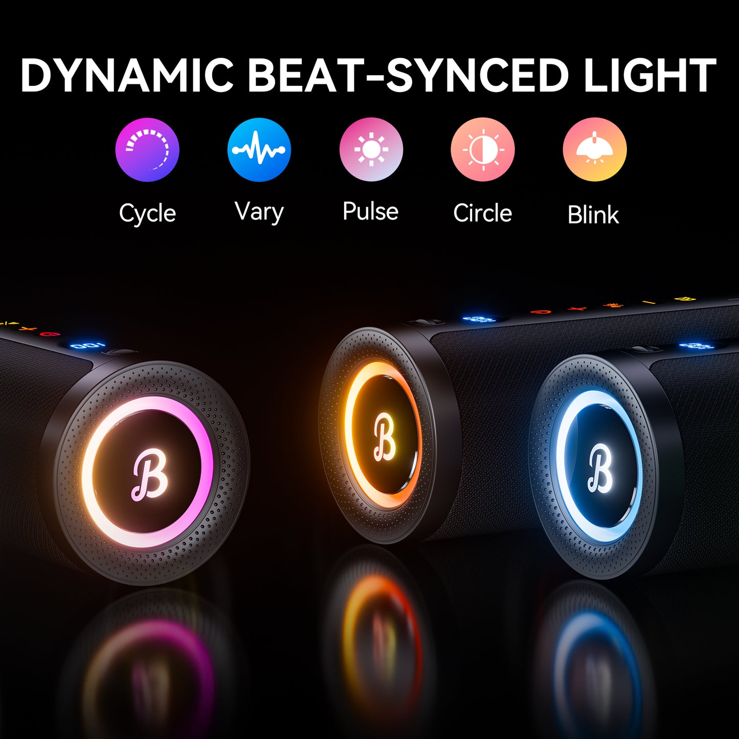 VEAT00L Portable Bluetooth Speaker,Floating Dustproof Speaker,25W Stereo Sound Wireless Speaker with Cool Dynamic LED Lights, IPX6 Waterproof Bluetooth Speakers, BT5.3, TWS Surround Pairing