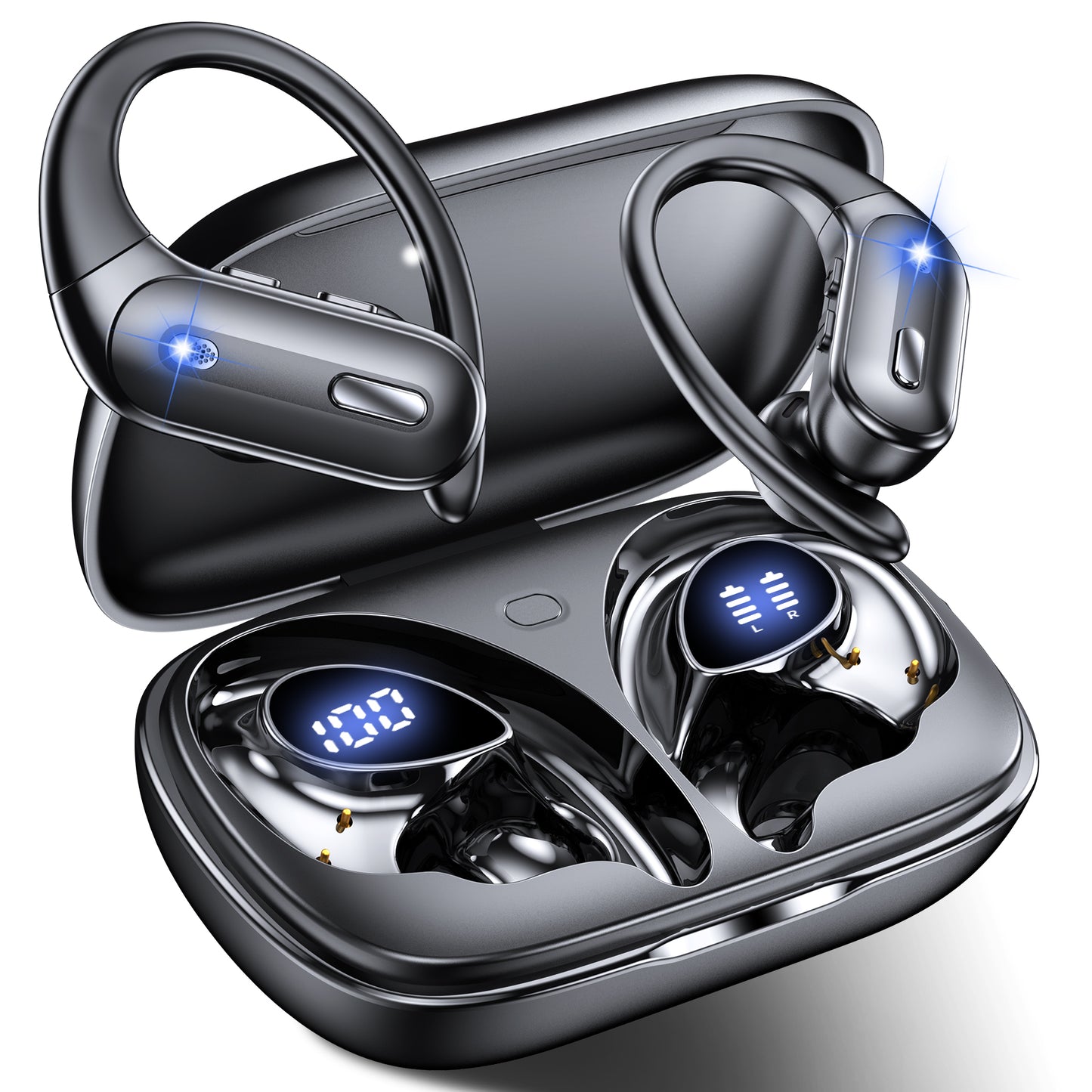 VEAT00L Wireless Earbuds Bluetooth Headphone Sport, Bluetooth 5.4 Earbud, 72Hrs Earphone with Earhook, Noise Cancelling Mic, IP7 Waterproof Headset for Workout/Running