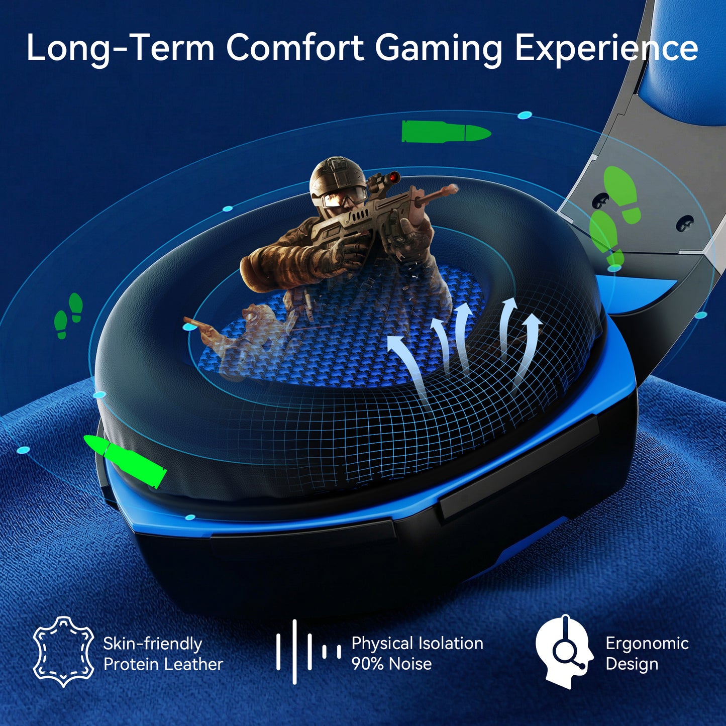 Gaming Headset with Microphone, Compatible with PS4 PS5 Xbox One PC Laptop, Over-Ear Headphones with LED Light, Noise Canceling Mic, 7.1 Stereo Surround Sound,Soft Earmuffs for Nintendo Series X|S