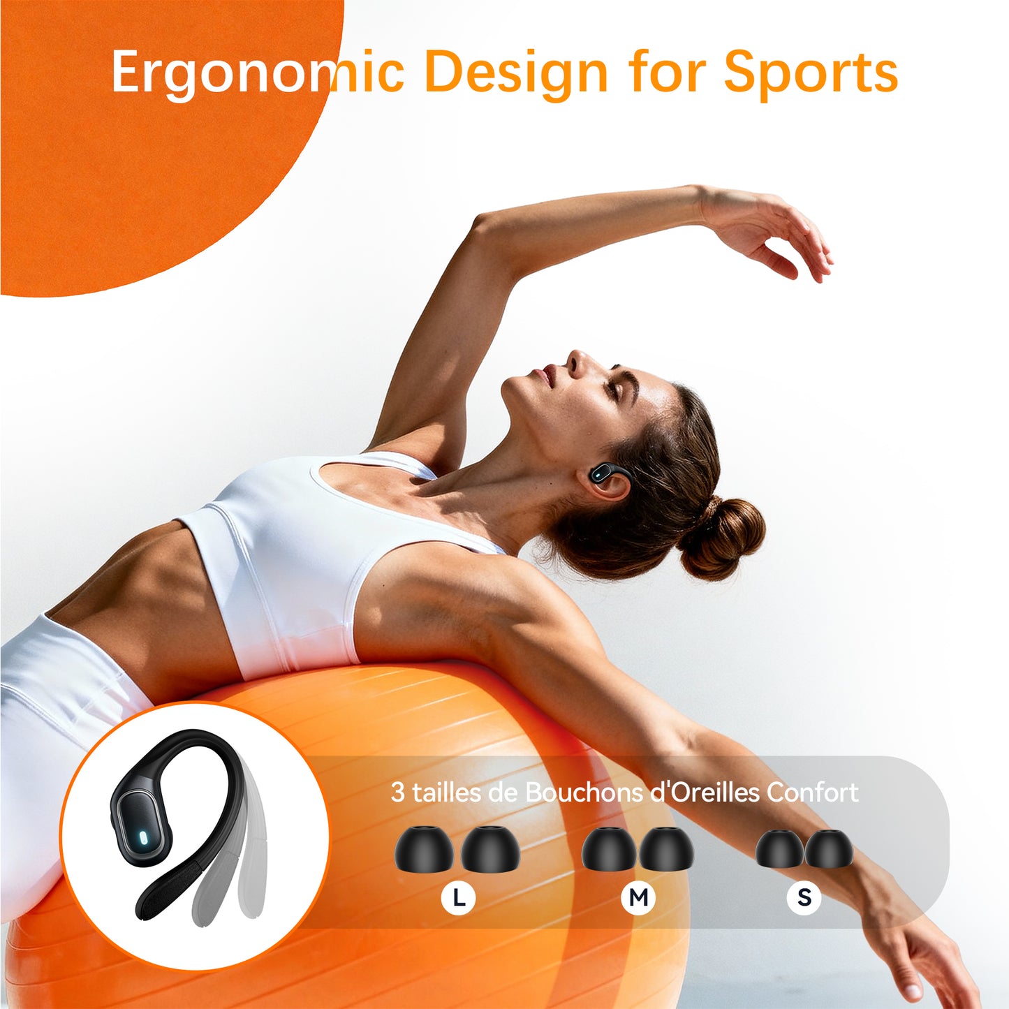 VEATOOL Wireless Earbuds Bluetooth 5.3 Headphones with 80H Playback, IPX7 Waterproof Over Ear Buds with LED Power Display for Sports Running Workouts