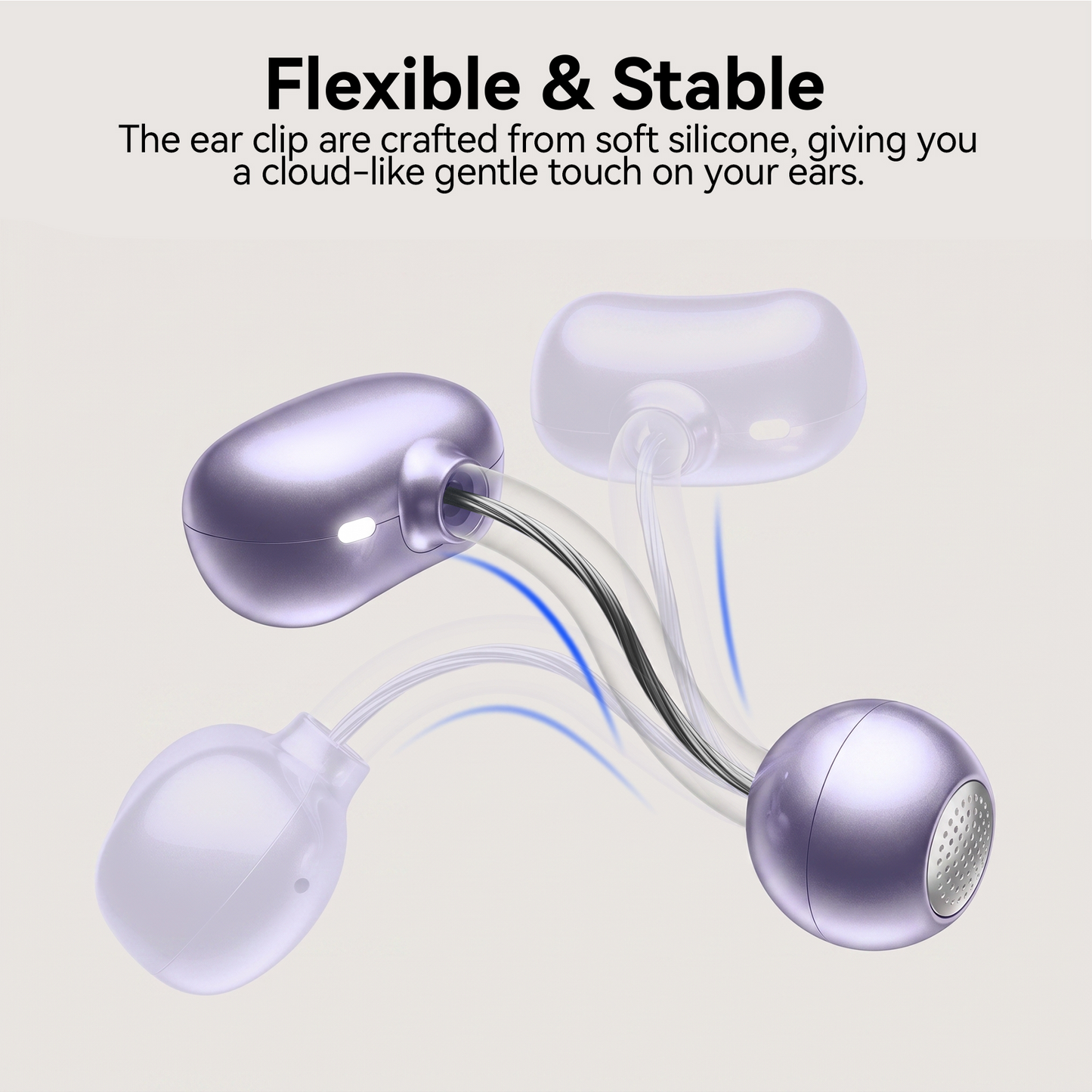 VEATOOL Clip On Earbuds,Bluetooth 5.4 Lightweight Comfort Bone Conduction Open Ear Headphones with LED Digital Display,Noise Cancelling Headphones, IPX7 Suitable for Small Ears and Eyeglass Wearers
