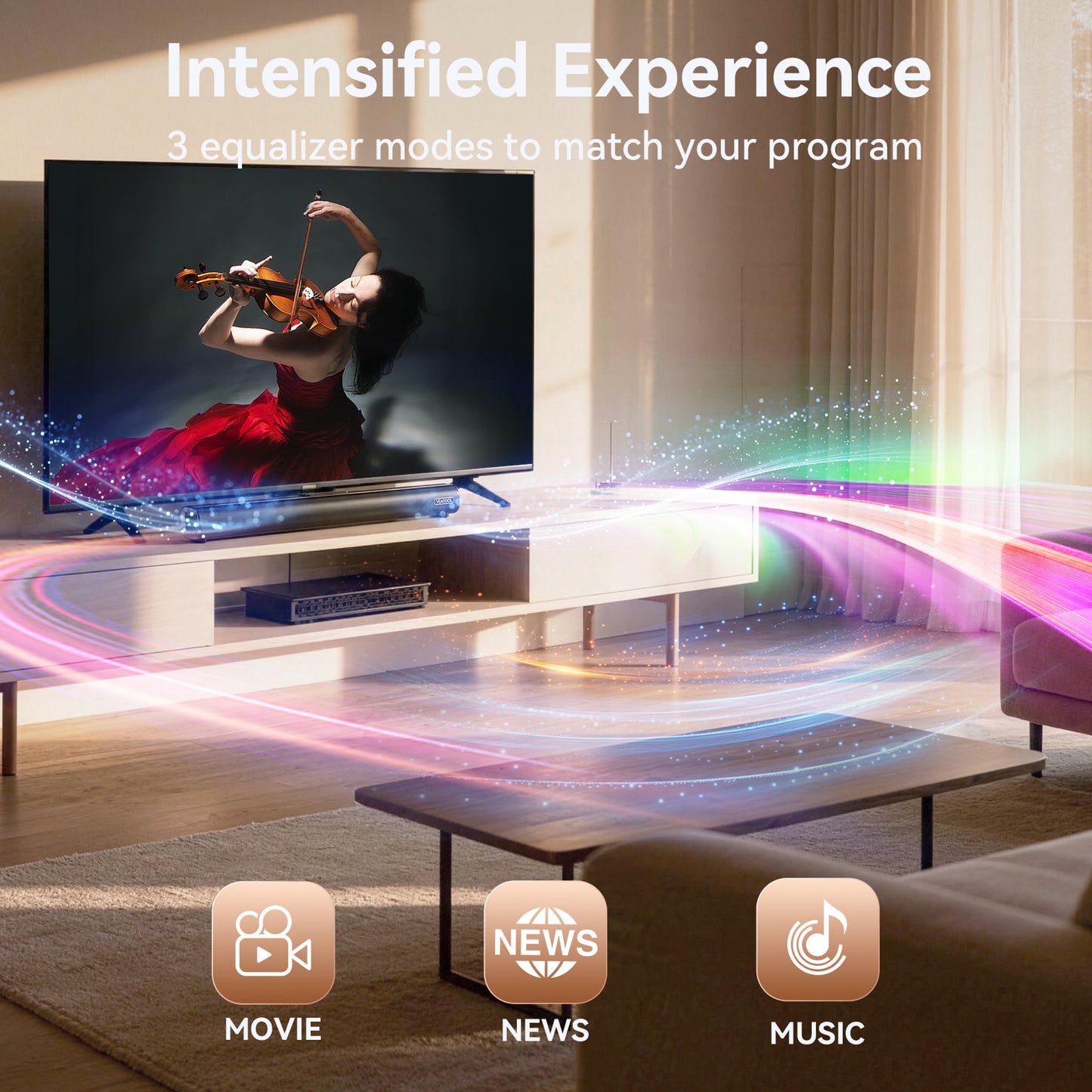 2.1ch Sound Bars for TV, Soundbar with Subwoofer, Wired & Wireless Bluetooth 5.4 3D Surround Speakers, Optical/HDMI/AUX/RCA/USB Connection, Wall Mountable, Remote Control（副本）