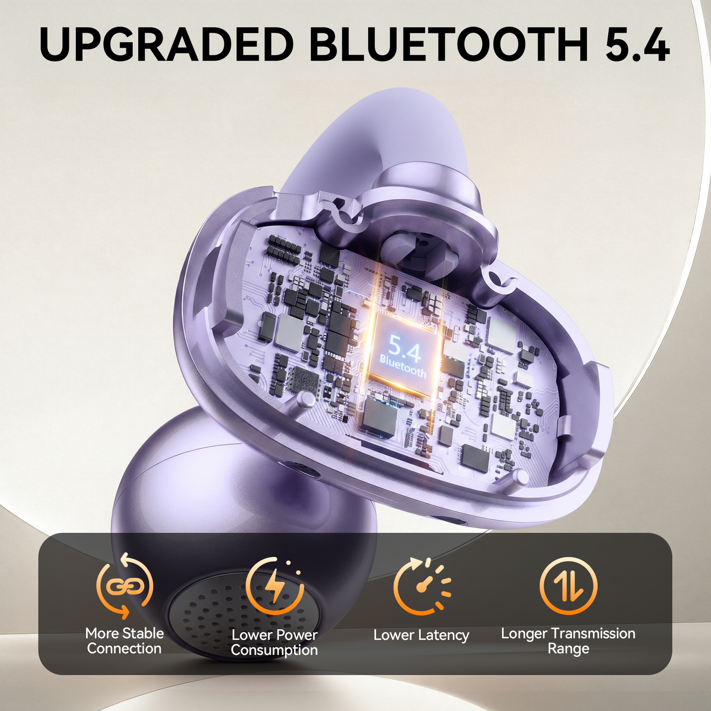 VEATOOL Clip On Earbuds,Bluetooth 5.4 Lightweight Comfort Bone Conduction Open Ear Headphones with LED Digital Display,Noise Cancelling Headphones, IPX7 Suitable for Small Ears and Eyeglass Wearers