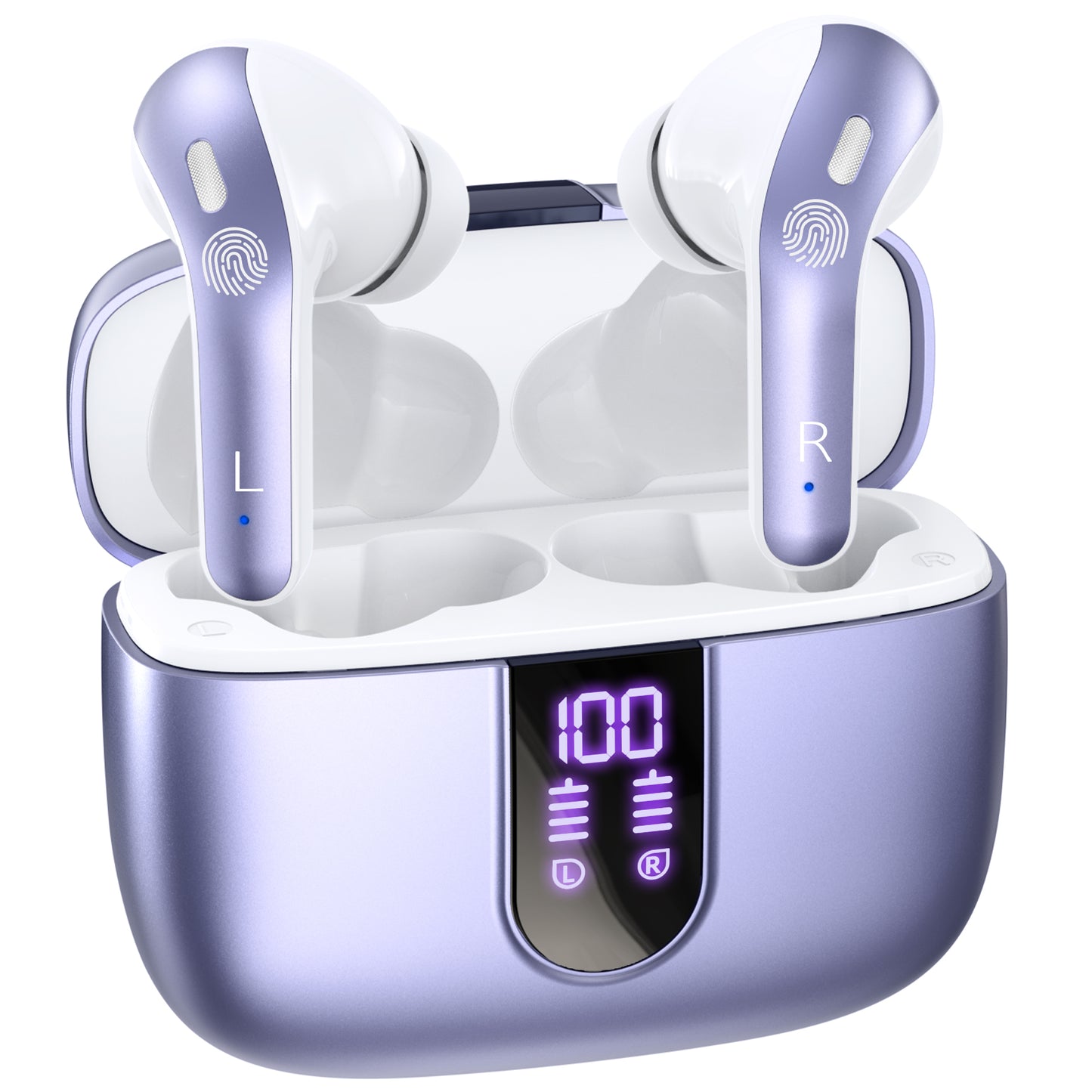 VEATOOL Bluetooth Headphones True Wireless Earbuds 60H Playback LED Power Display Earphones with Wireless Charging Case IPX7 Waterproof in-Ear Earbuds with Mic for TV Smart Phone Computer Laptop