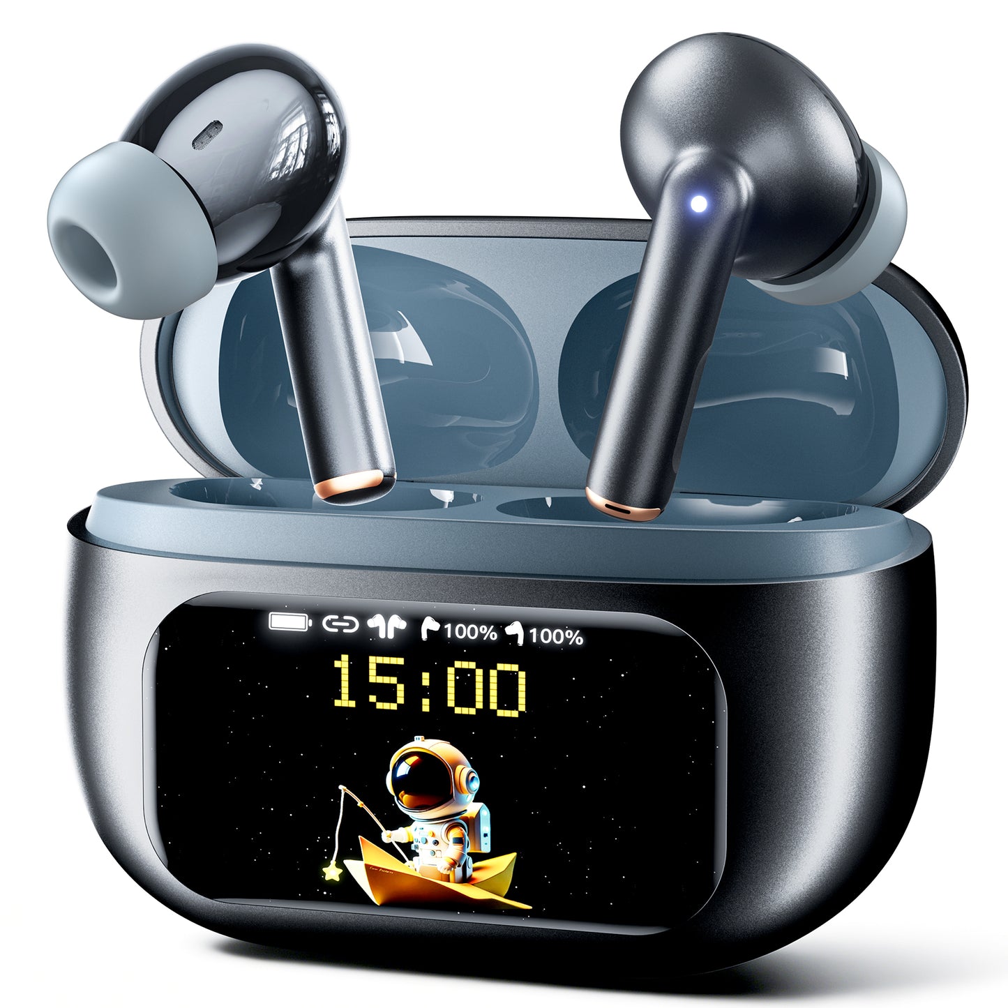 VEATOOL G01 Wireless Earbuds with Smart Touch Control, ANC+ENC Noise Cancellation, 40H Stereo Deep Bass, IPX7 Waterproof Rating, 5 EQ Modes