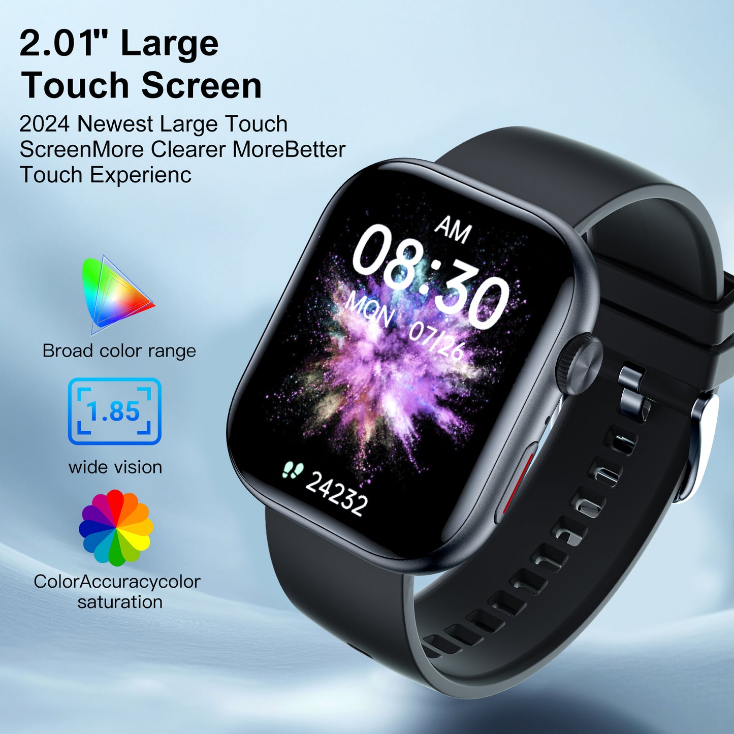 Smart Watch for Men Women, 2.01" HD Touchscreen, Bluetooth Call, IP68 Waterproof, 180+ Sports Modes, Health & Sleep Tracker, for Android iOS.