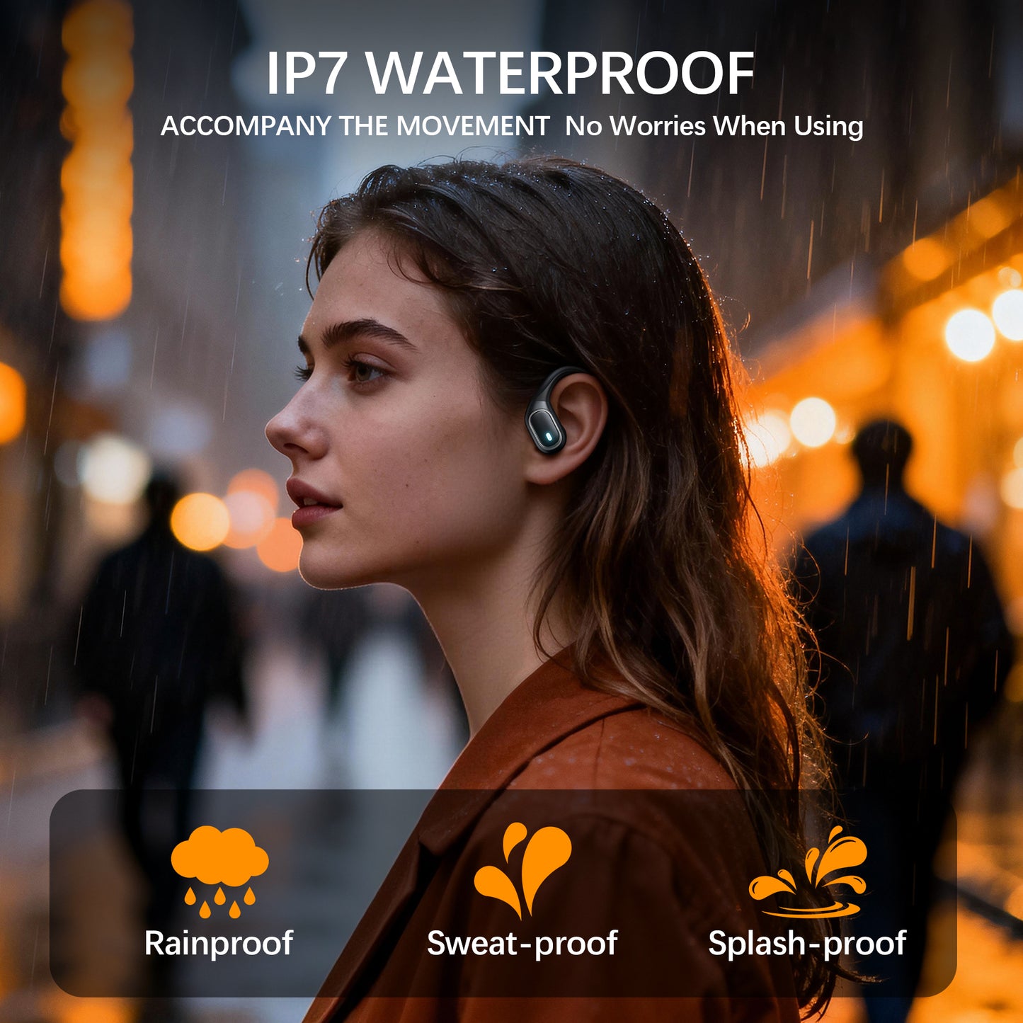 VEATOOL Wireless Earbuds Bluetooth 5.3 Headphones with 80H Playback, IPX7 Waterproof Over Ear Buds with LED Power Display for Sports Running Workouts