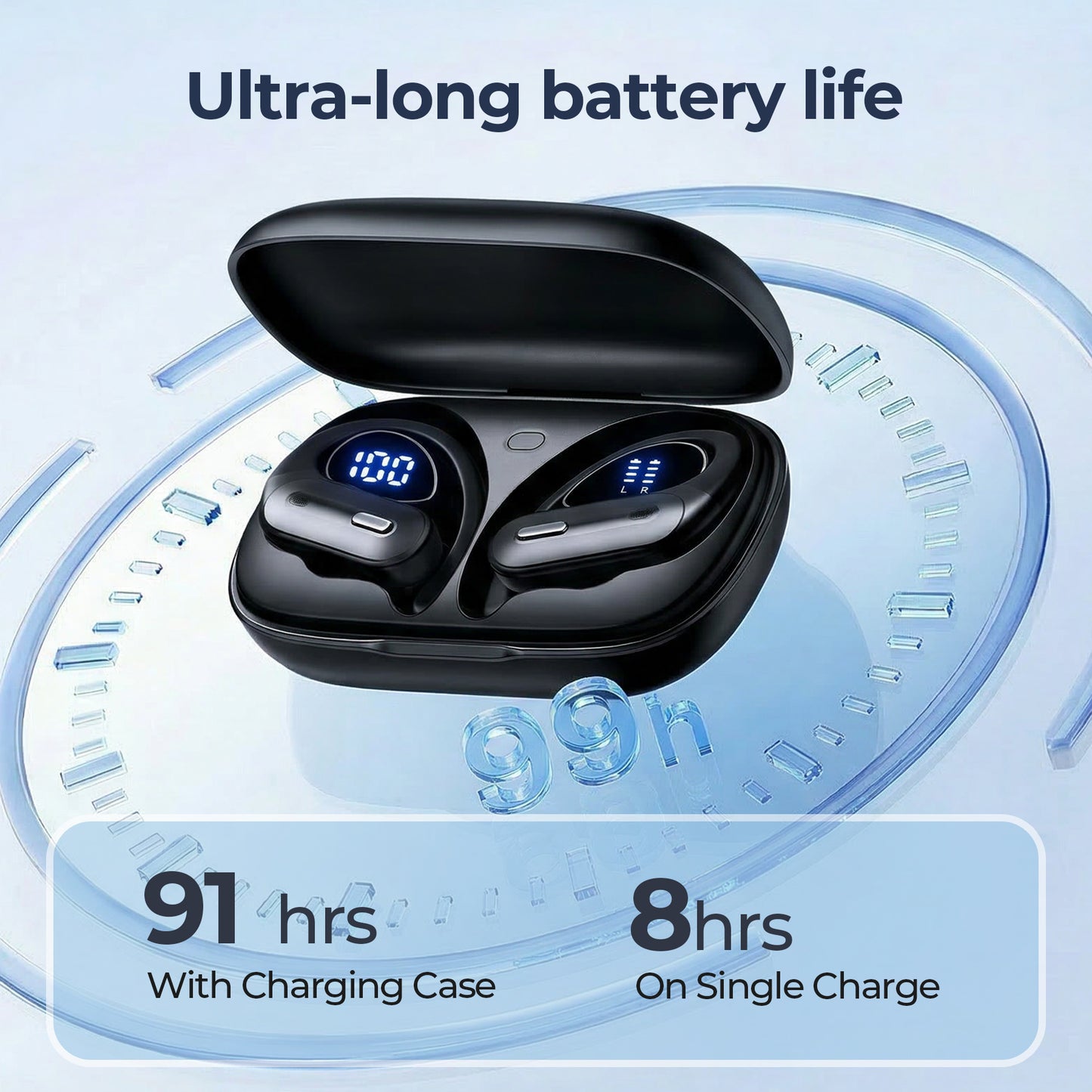 Wireless Earbuds with LED Power Display – Bluetooth 5.3, 35H Playback, IPX7 Waterproof, 3.3g Ultra-Light for Running, Work, Travel Z1NGB1RD