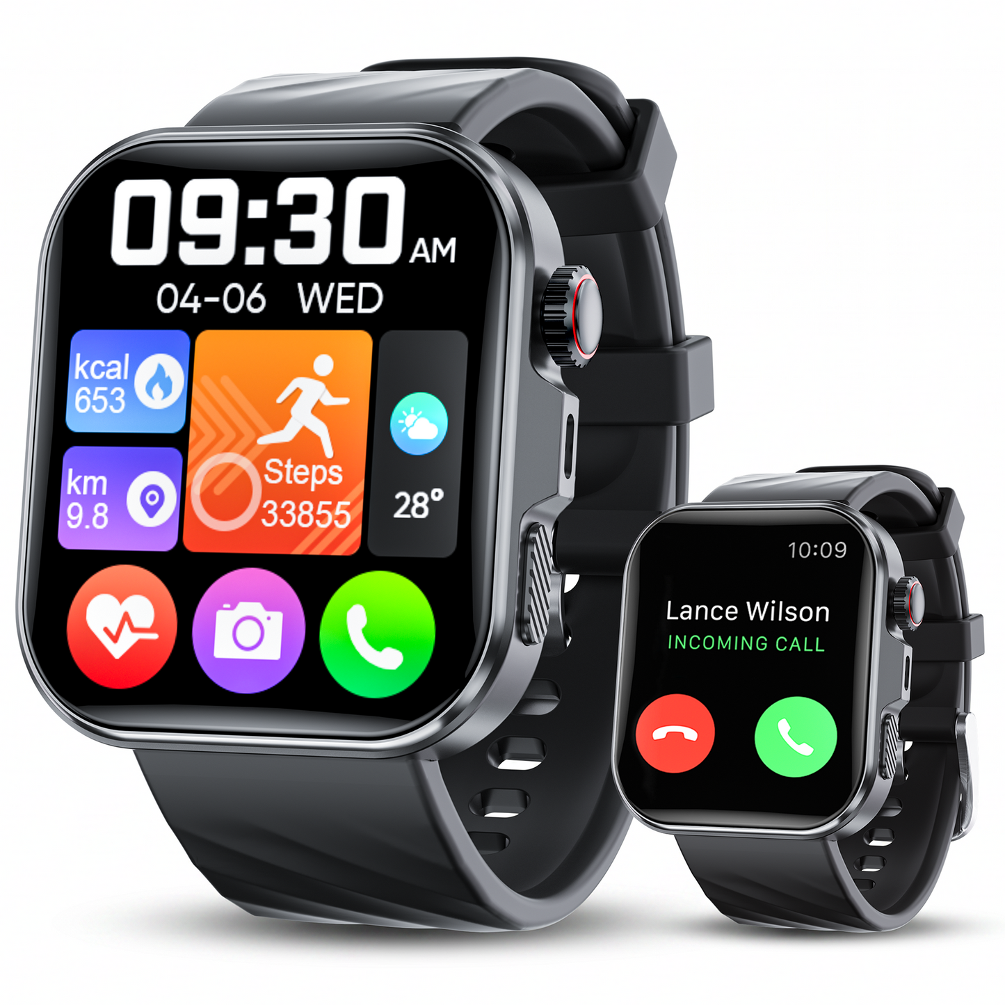 Smart Watch for Men Women, 2.01" HD, Bluetooth Call, IP68, 180+ Sports, Health Tracker, Android iOS, Pink