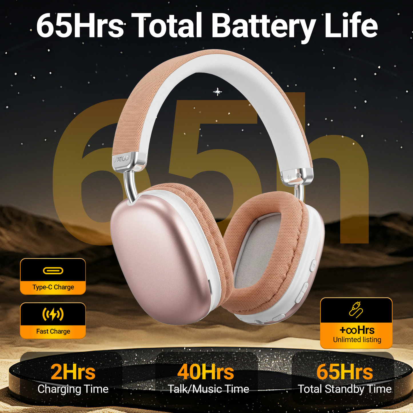 Purple Over-Ear Bluetooth Headphones: 40mm Bass Driver, Bluetooth 5.3 Dual-Mode, 40hr Battery, Comfort Fit