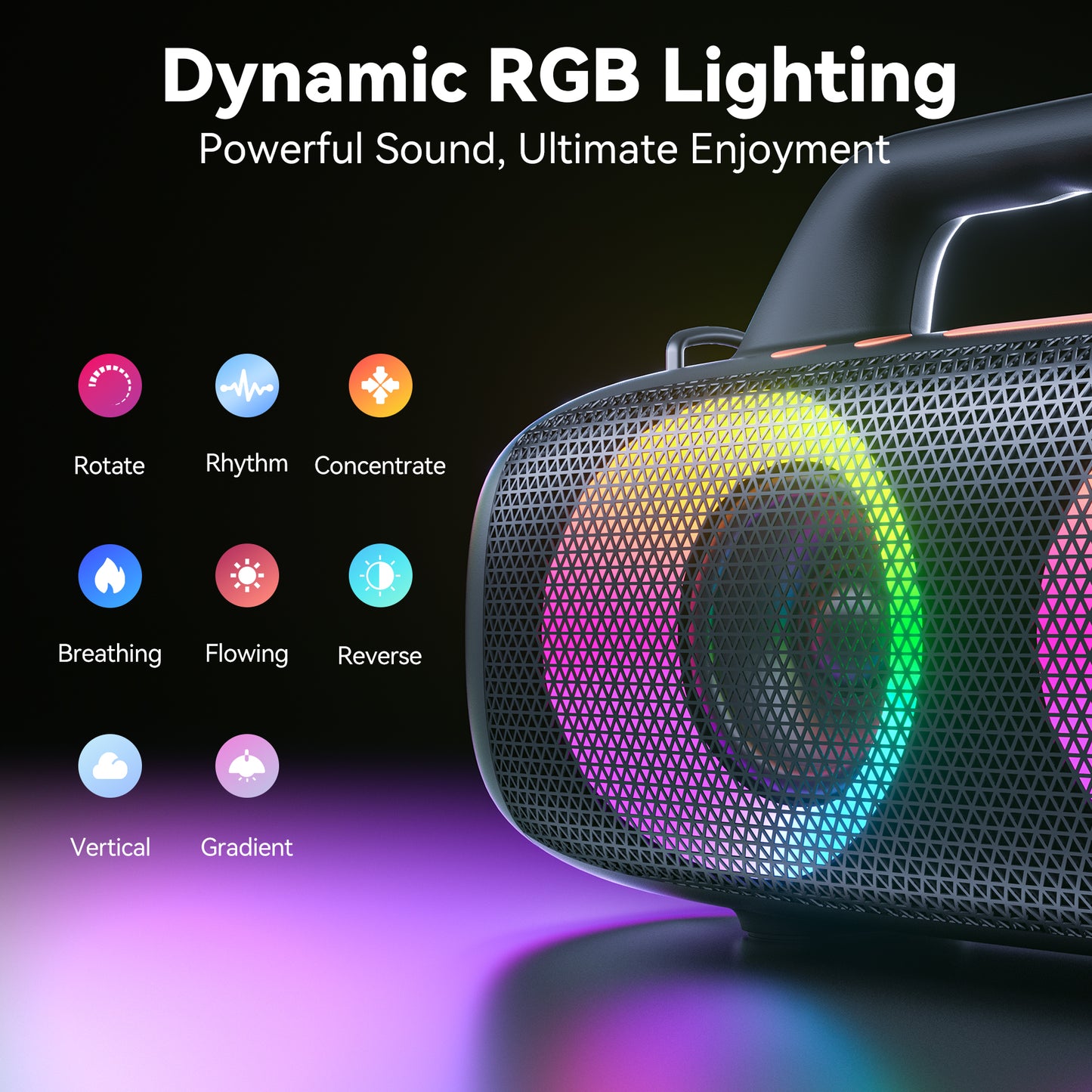 VEATOOL Portable Bluetooth Speaker, 60W Peak Loud Outdoor Speaker with Bass, 24H Playtime, RGB Lights,Portable Wireless Speakers for Outdoor, Home, Party, Pool, Beach, Tailgating, Gym, Work, Gifts