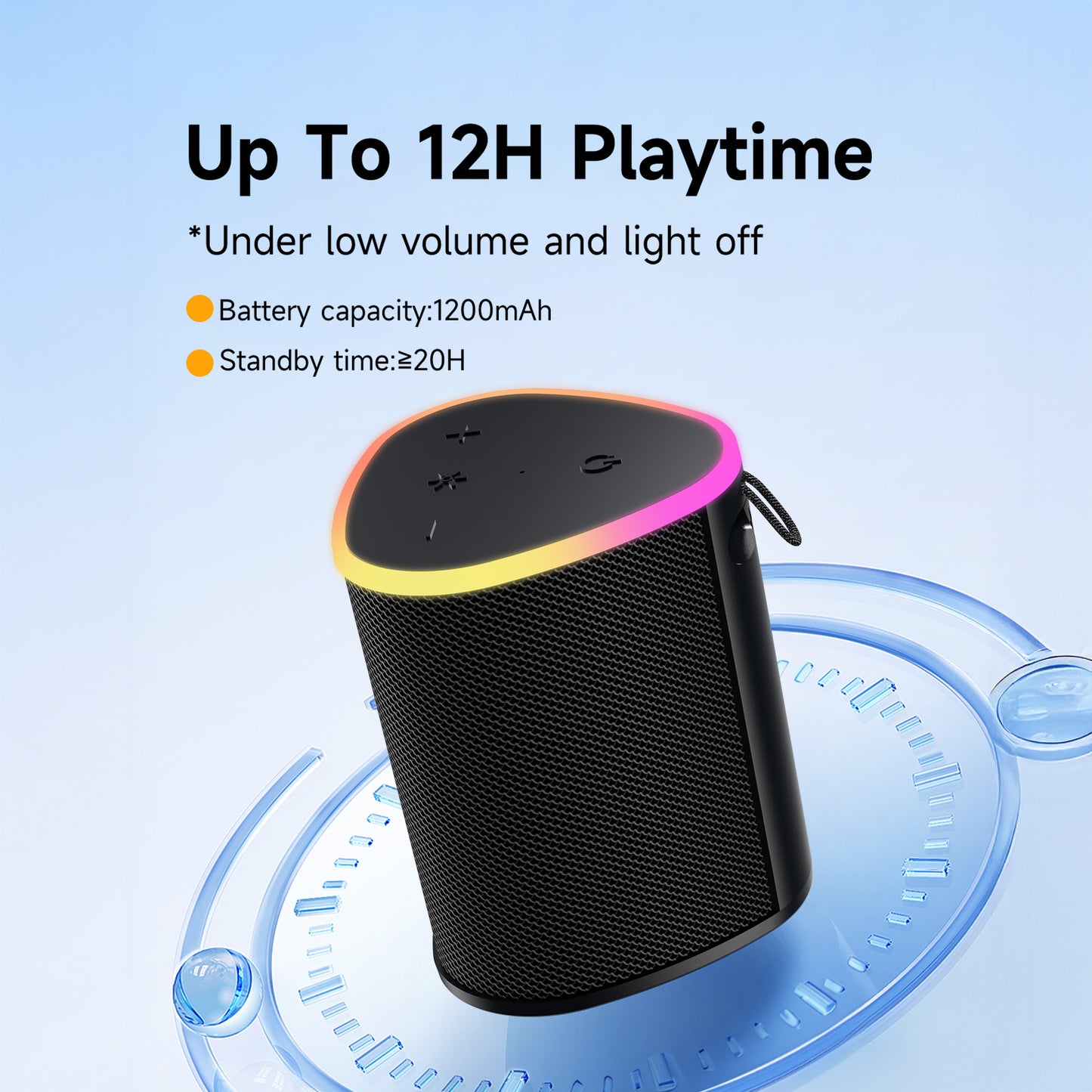 VEATOOL Portable Bluetooth Speaker, IPX5 Waterproof, Stereo Sound, 12H Playtime, Bluetooth 5.3, RGB Lights, Outdoor Speaker