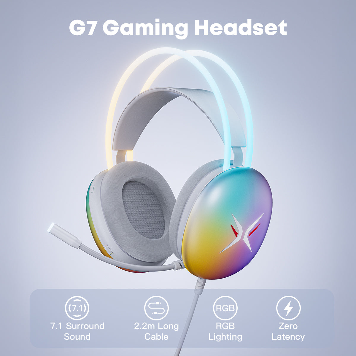 Gaming Headset with Microphone, Compatible with PS4 PS5 Xbox One PC Laptop, Over-Ear Headphones with LED Light, Noise Canceling Mic, 7.1 Stereo Surround Sound,Soft Earmuffs for Nintendo Series X|S