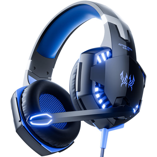 Gaming Headset with Microphone, Compatible with PS4 PS5 Xbox One PC Laptop, Over-Ear Headphones with LED Light, Noise Canceling Mic, 7.1 Stereo Surround Sound,Soft Earmuffs for Nintendo Series X|S